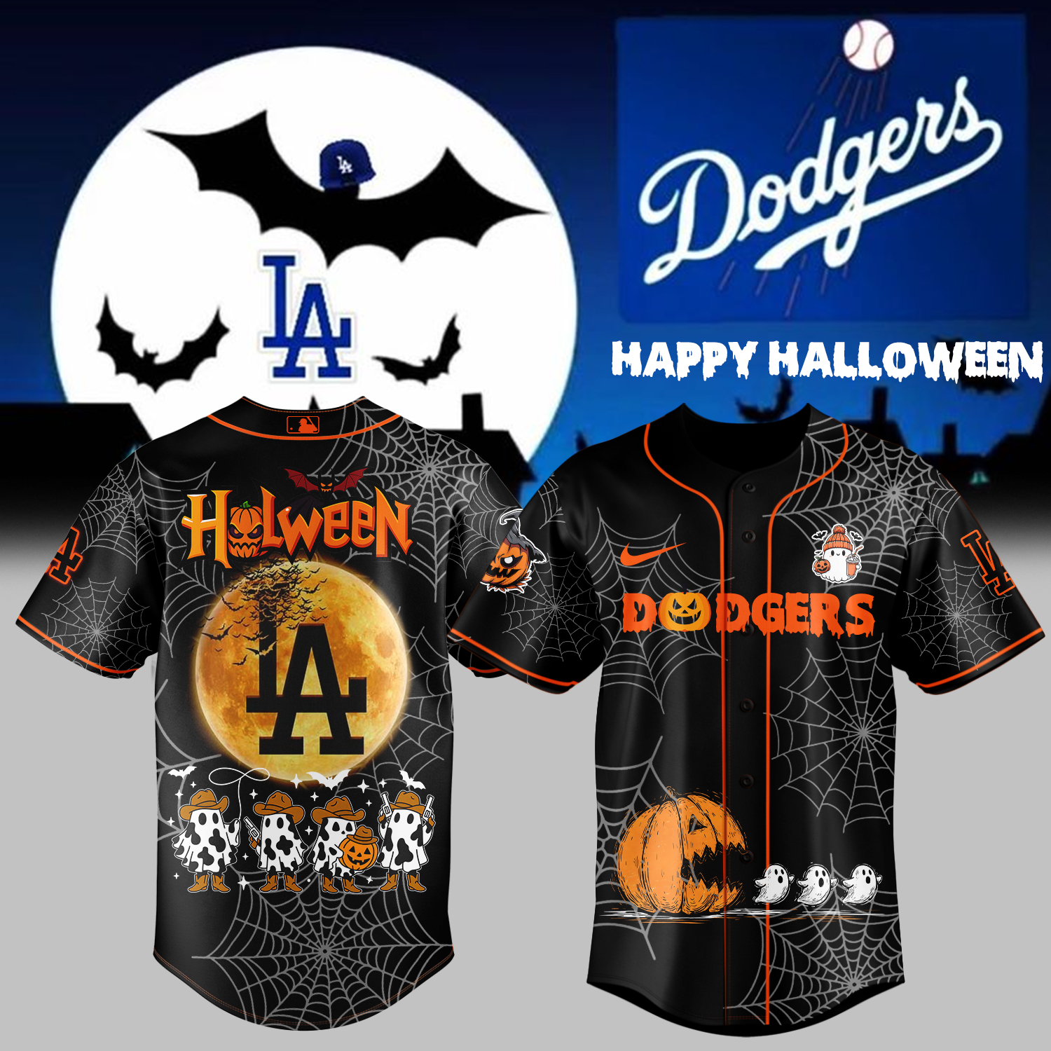 Mckenzieshoponline Los Angeles Dodgers MLB x Halloween Personalized Baseball Jersey For Fans