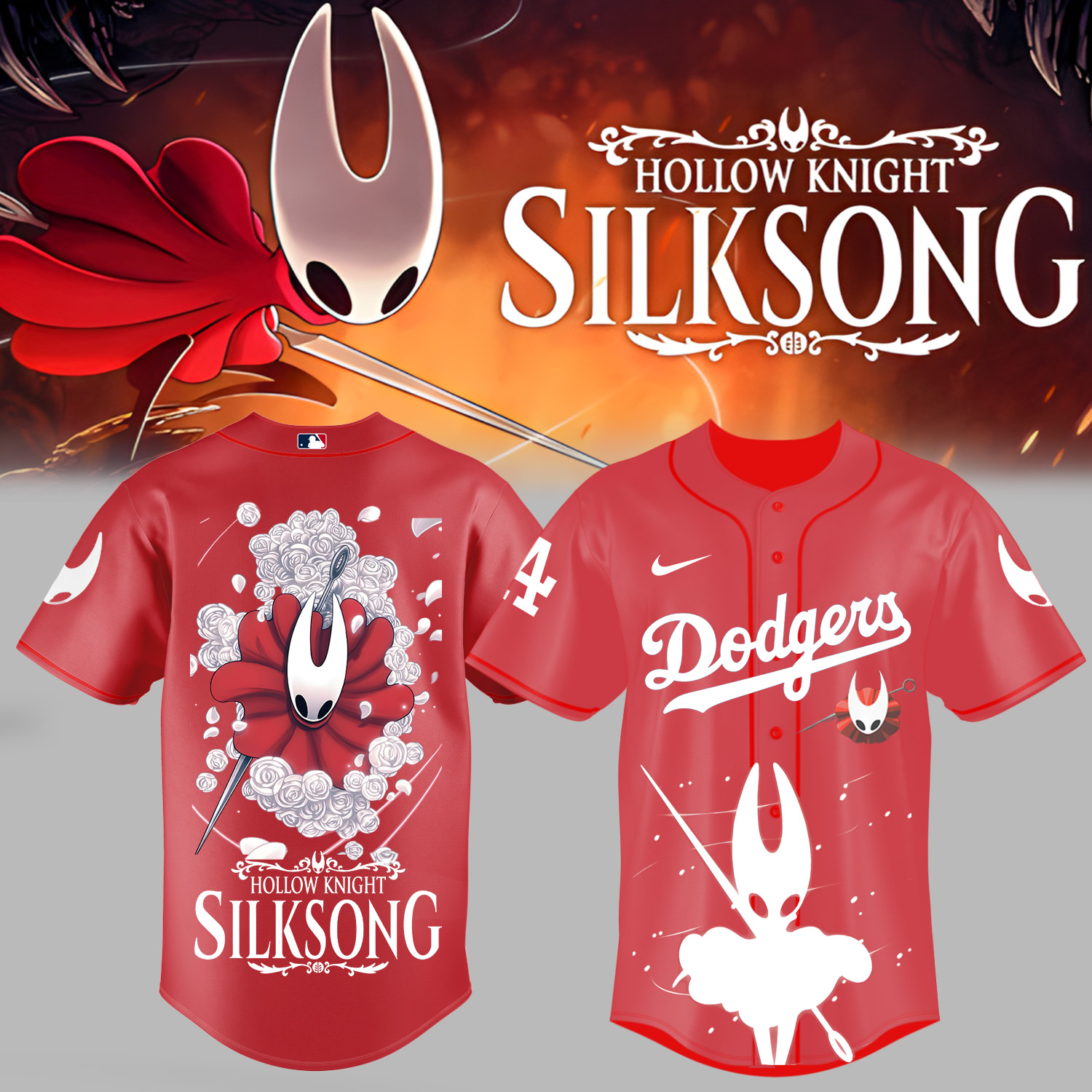 Mckenzieshoponline Los Angeles Dodgers MLB x Hollow Knight Silksong Personalized Baseball Jersey For Fans