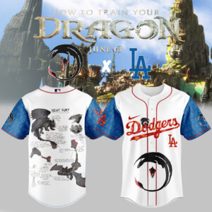Mckenzieshoponline Los Angeles Dodgers MLB x How to Train Your Dragon Personalized Baseball Jersey For Fans