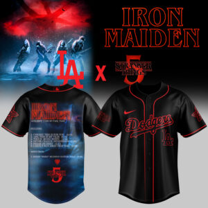 Mckenzieshoponline Los Angeles Dodgers MLB x IRON MAIDEN x Stranger Things Personalized Baseball Jersey For Fans