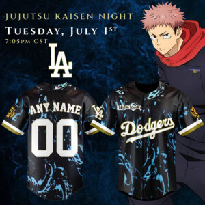 Mckenzieshoponline Los Angeles Dodgers MLB x Jujutsu Kaisen Personalized Baseball Jersey For Fans