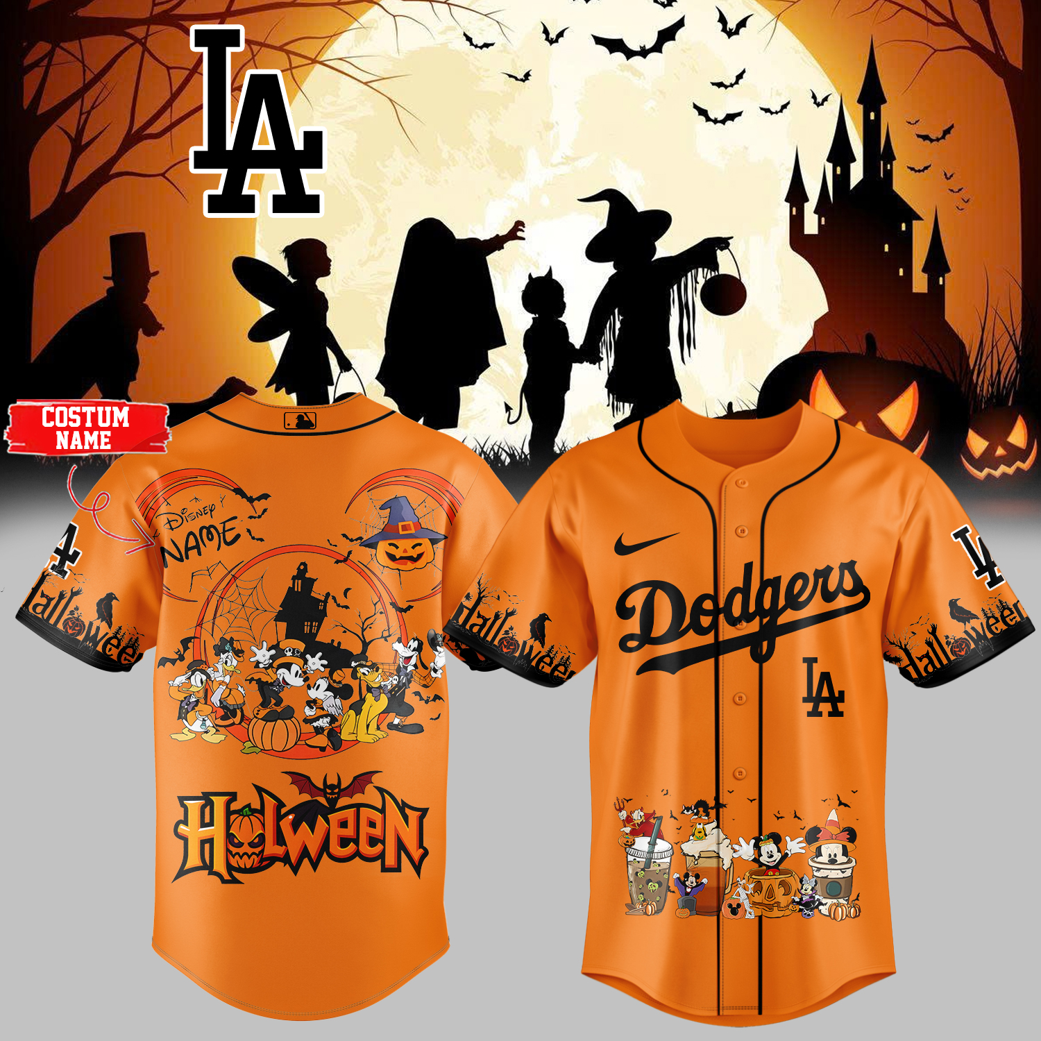 Mckenzieshoponline Los Angeles Dodgers MLB x Mickey Halloween Personalized Baseball Jersey For Fans