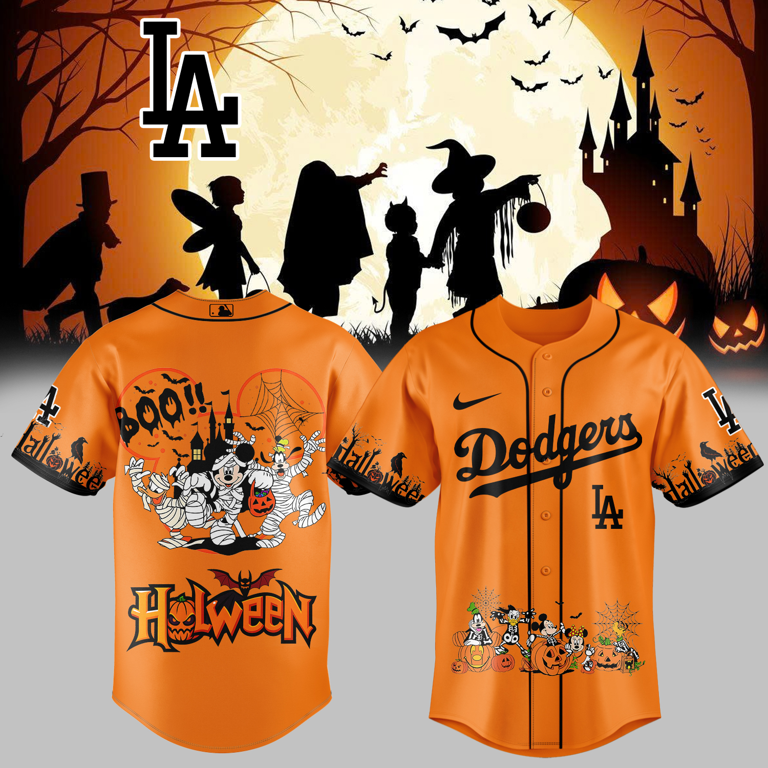 Mckenzieshoponline Los Angeles Dodgers MLB x Mickey Halloween Personalized Baseball Jersey For Fans