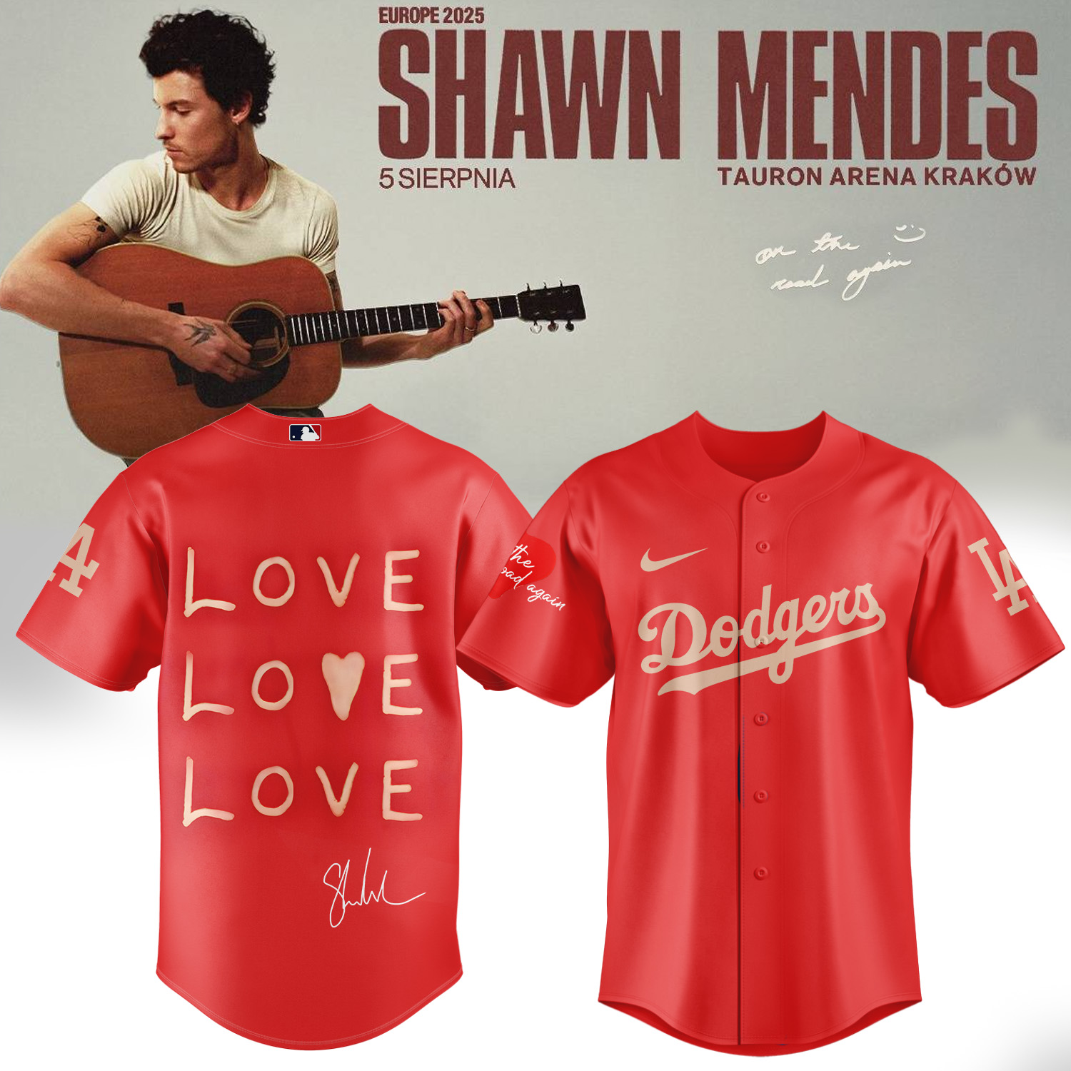 Mckenzieshoponline Los Angeles Dodgers MLB x Shawn Mendes On The Road Again Personalized Baseball Jersey For Fans