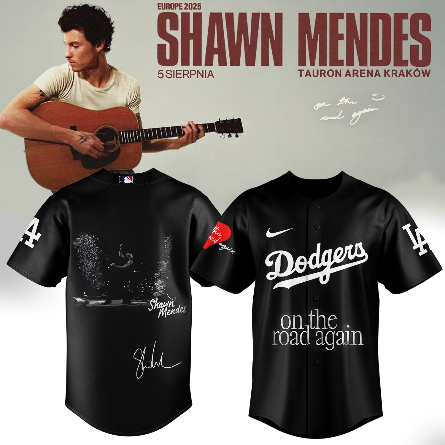 Mckenzieshoponline Los Angeles Dodgers MLB x Shawn Mendes On The Road Again Personalized Baseball Jersey For Fans