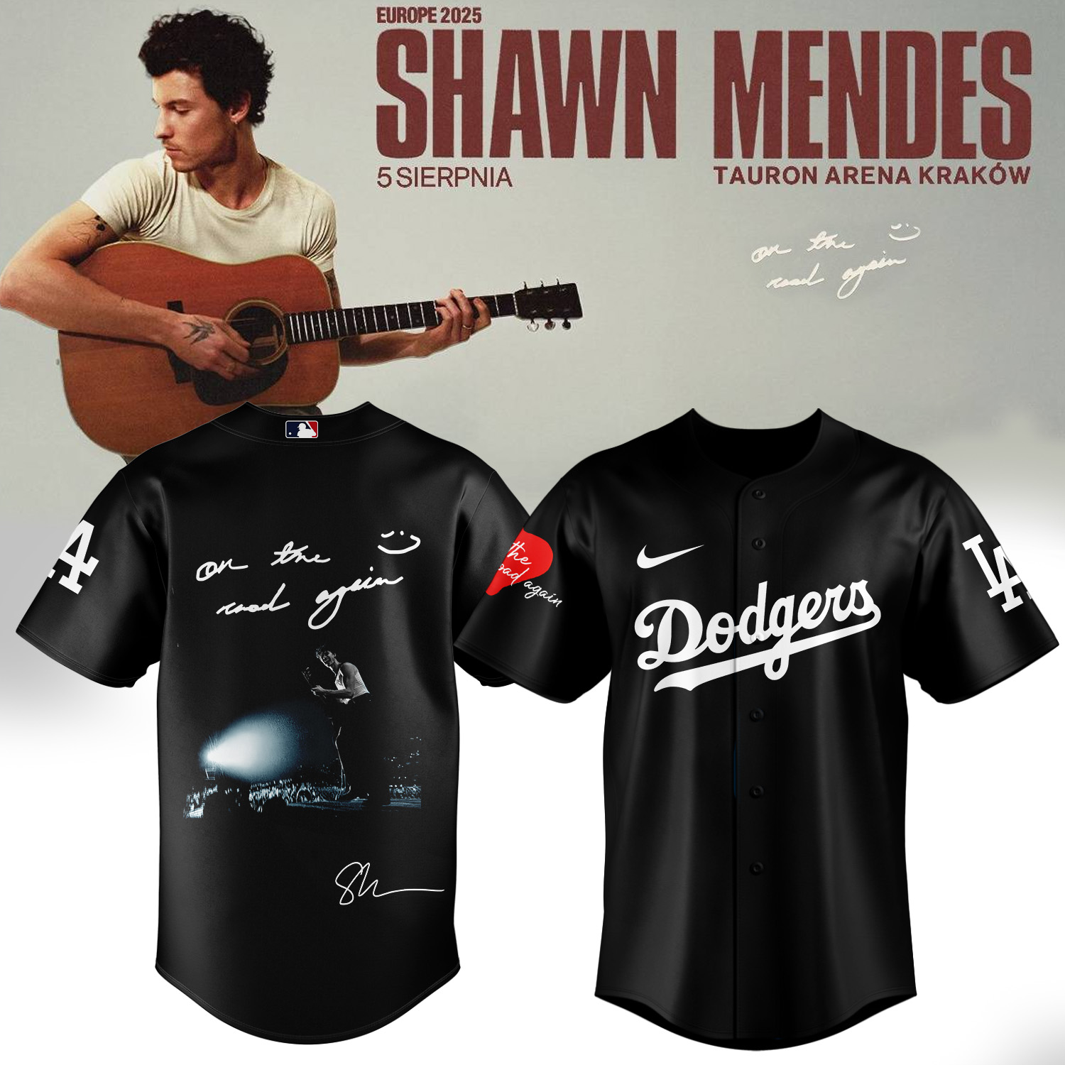 Mckenzieshoponline Los Angeles Dodgers MLB x Shawn Mendes On The Road Again Personalized Baseball Jersey For Fans
