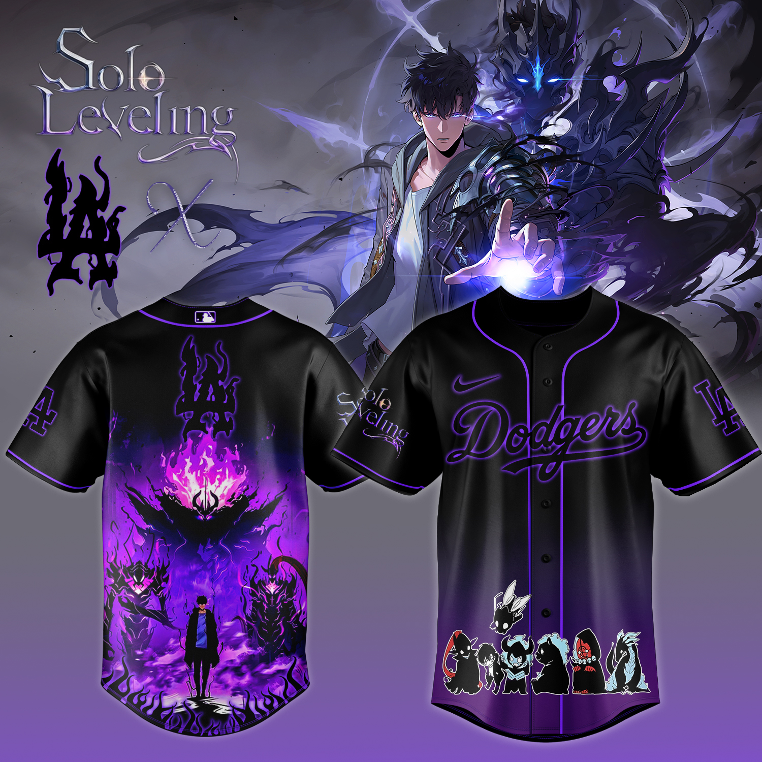 Mckenzieshoponline Los Angeles Dodgers MLB x Solo Leveling Personalized Baseball Jersey For Fans