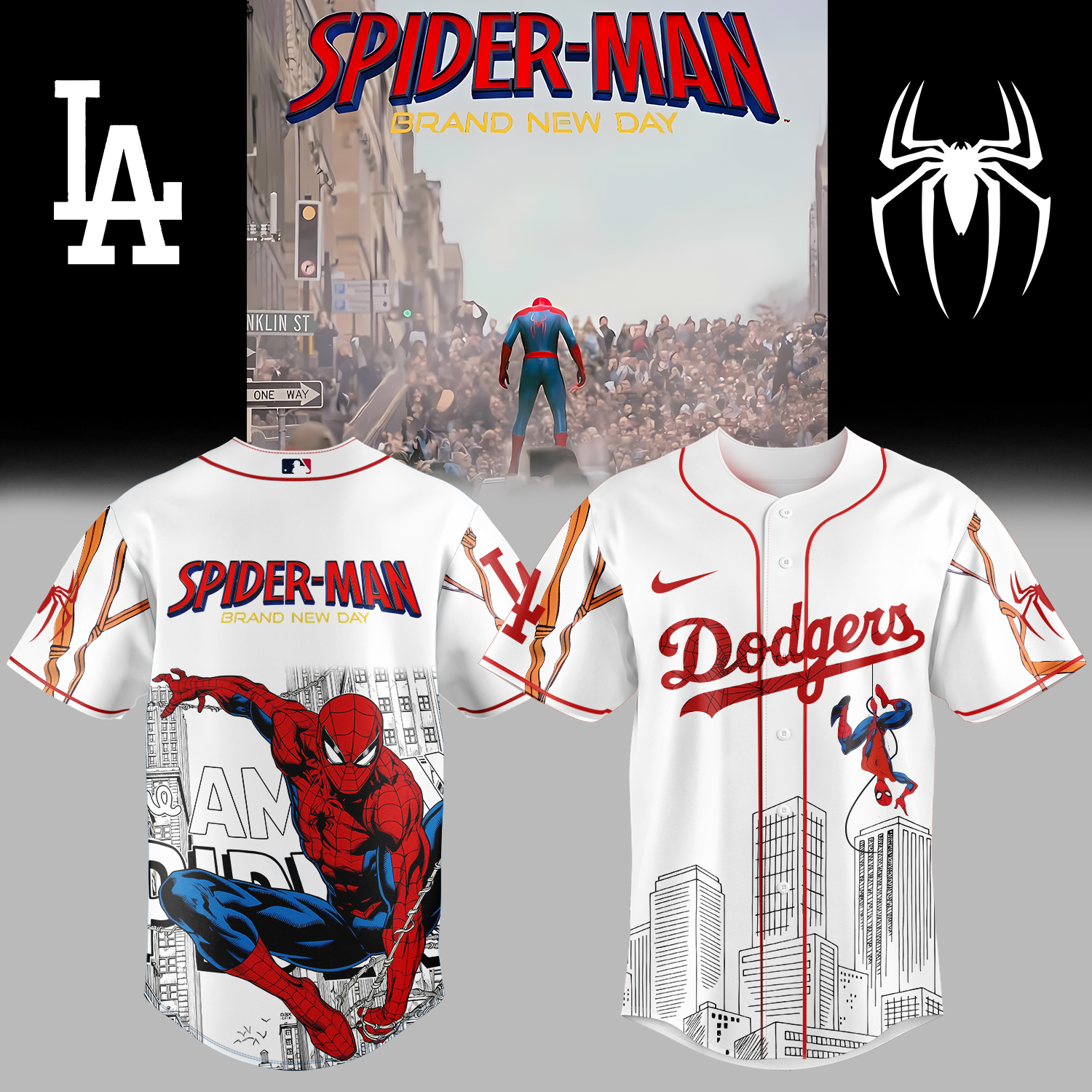 Mckenzieshoponline Los Angeles Dodgers MLB x Spider Man Personalized Baseball Jersey For Fans