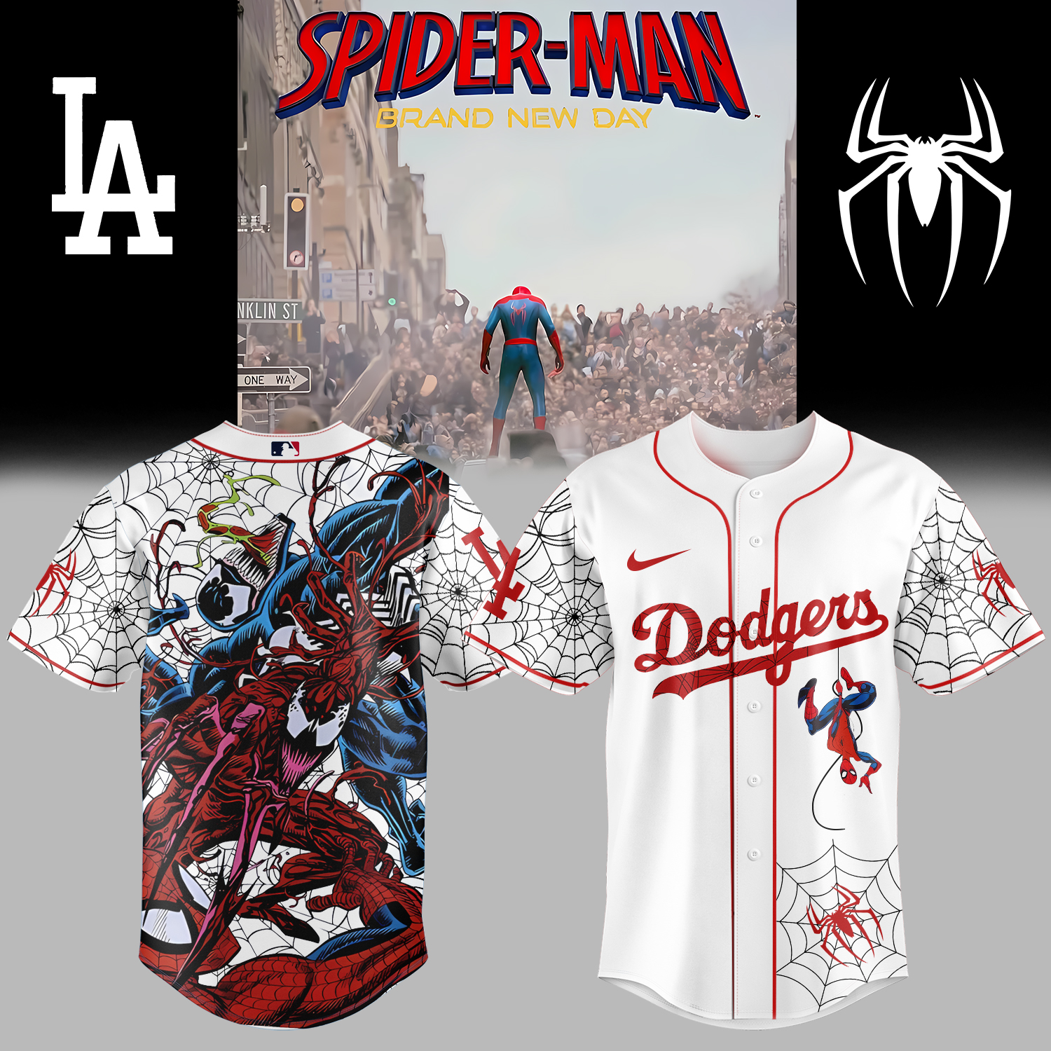 Mckenzieshoponline Los Angeles Dodgers MLB x Spider Man Personalized Baseball Jersey For Fans