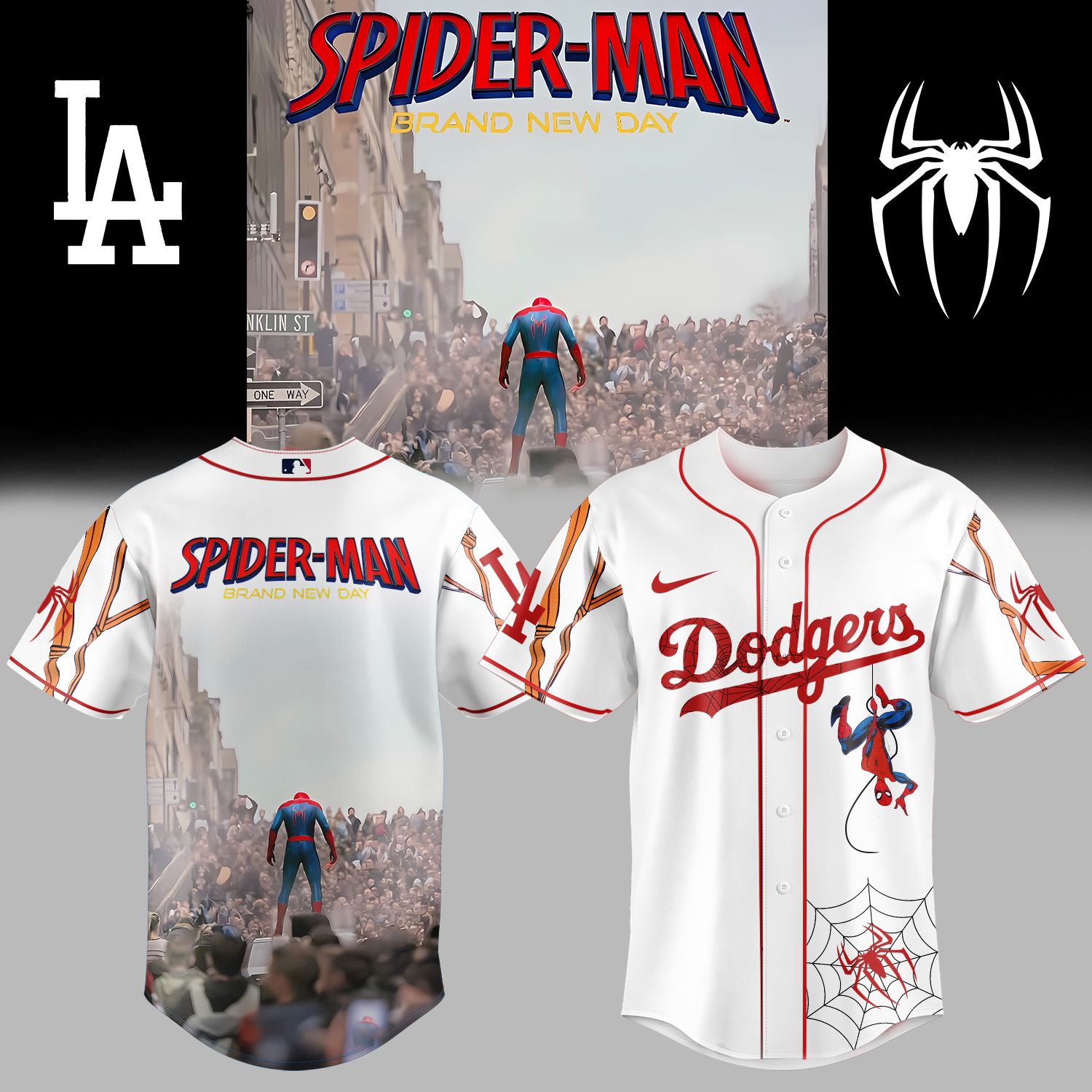 Mckenzieshoponline Los Angeles Dodgers MLB x Spider Man Personalized Baseball Jersey For Fans