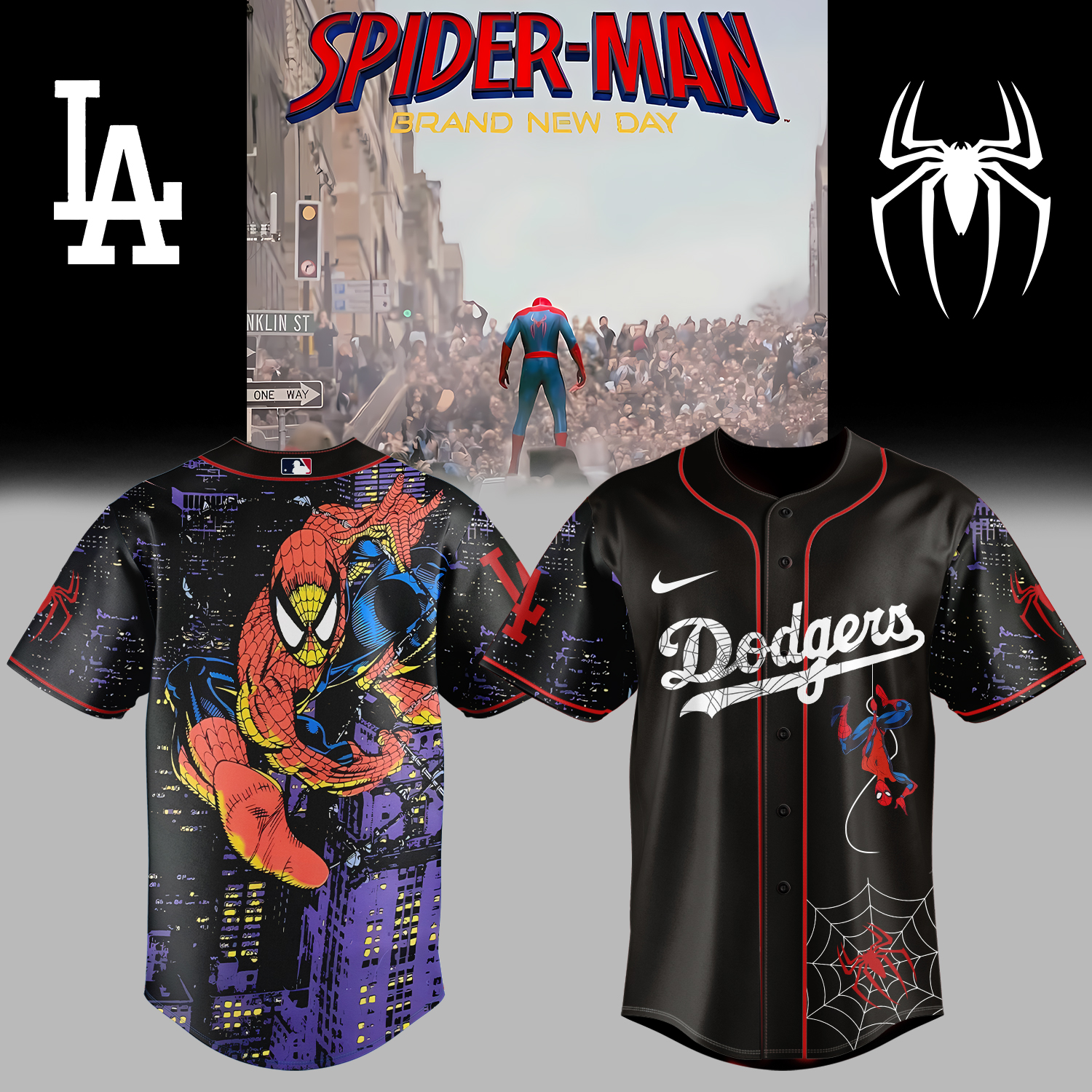Mckenzieshoponline Los Angeles Dodgers MLB x Spider Man Personalized Baseball Jersey For Fans
