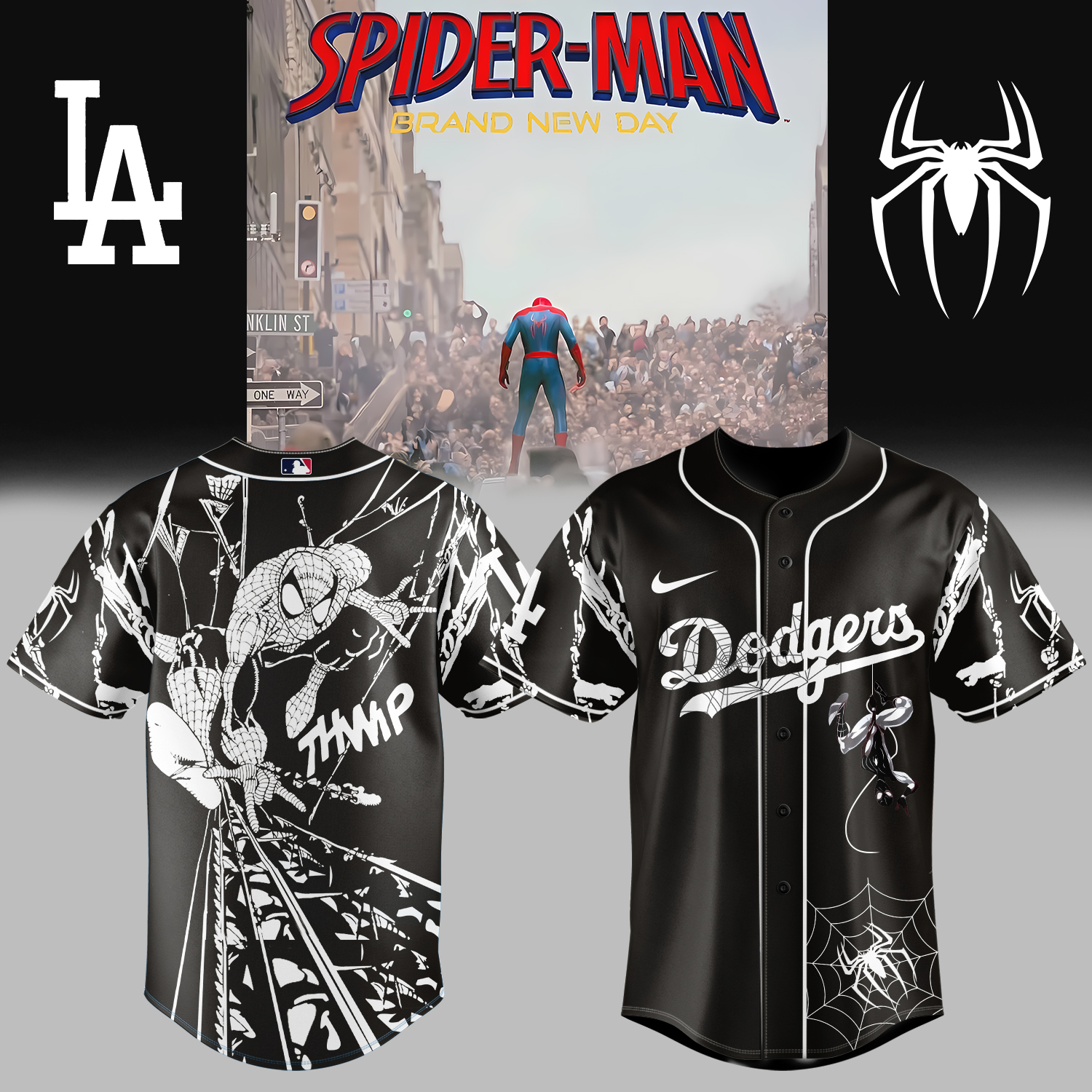 Mckenzieshoponline Los Angeles Dodgers MLB x Spider Man Personalized Baseball Jersey For Fans