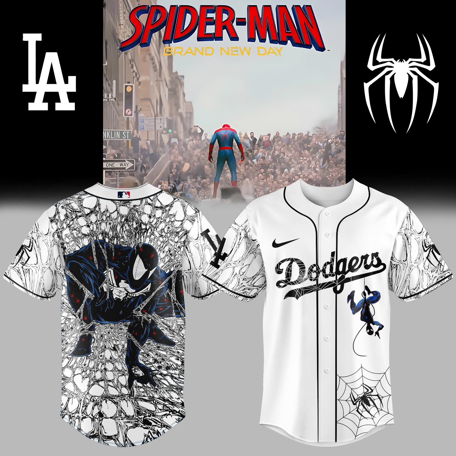 Mckenzieshoponline Los Angeles Dodgers MLB x Spider Man Personalized Baseball Jersey For Fans