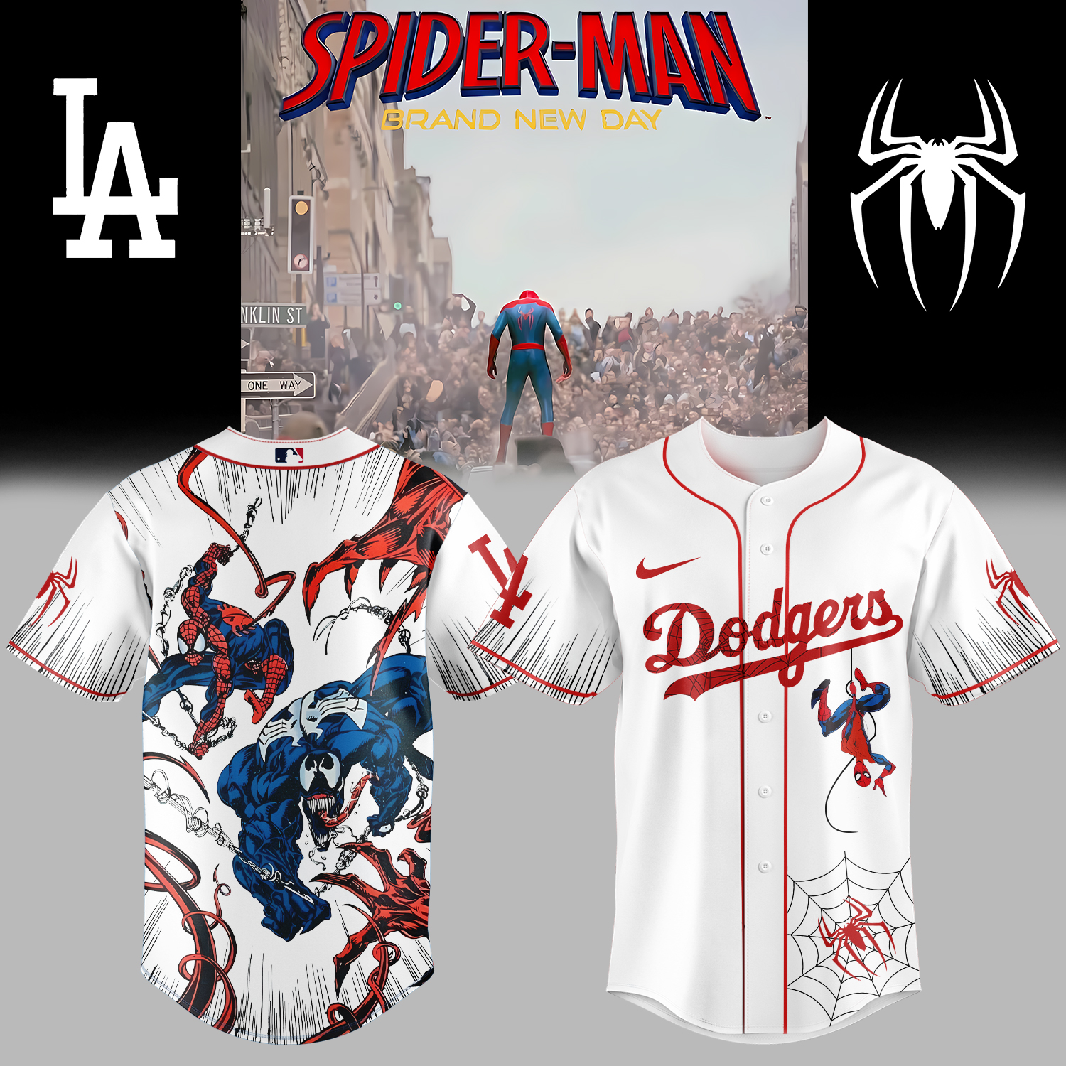 Mckenzieshoponline Los Angeles Dodgers MLB x Spider Man Personalized Baseball Jersey For Fans