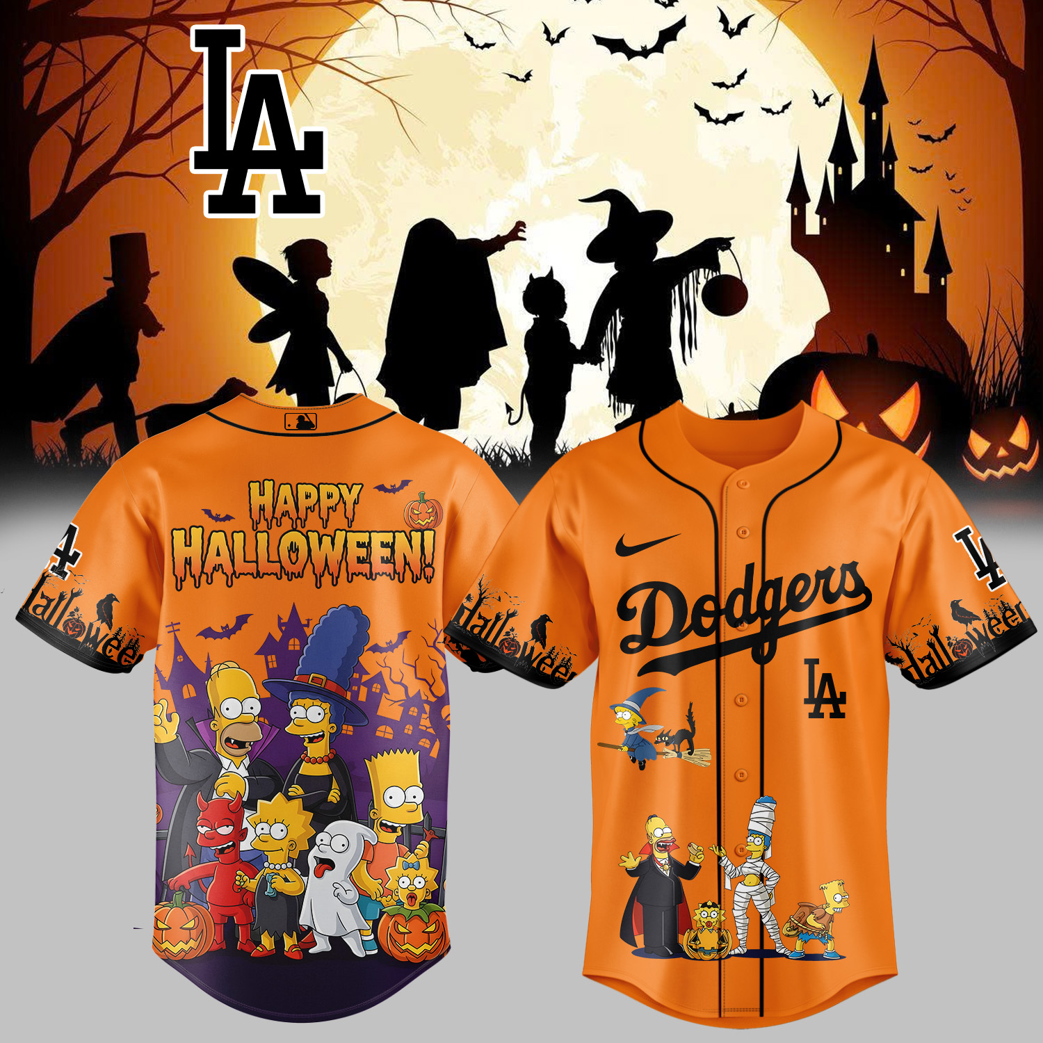 Mckenzieshoponline Los Angeles Dodgers MLB x The Simpsons Halloween Personalized Baseball Jersey For Fans