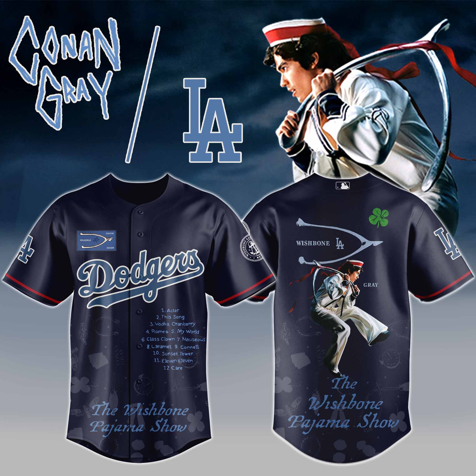 Jerseytrend Los Angeles Dodgers MLB x The Wishbone Pajama Show Personalized Baseball Jersey For Fans