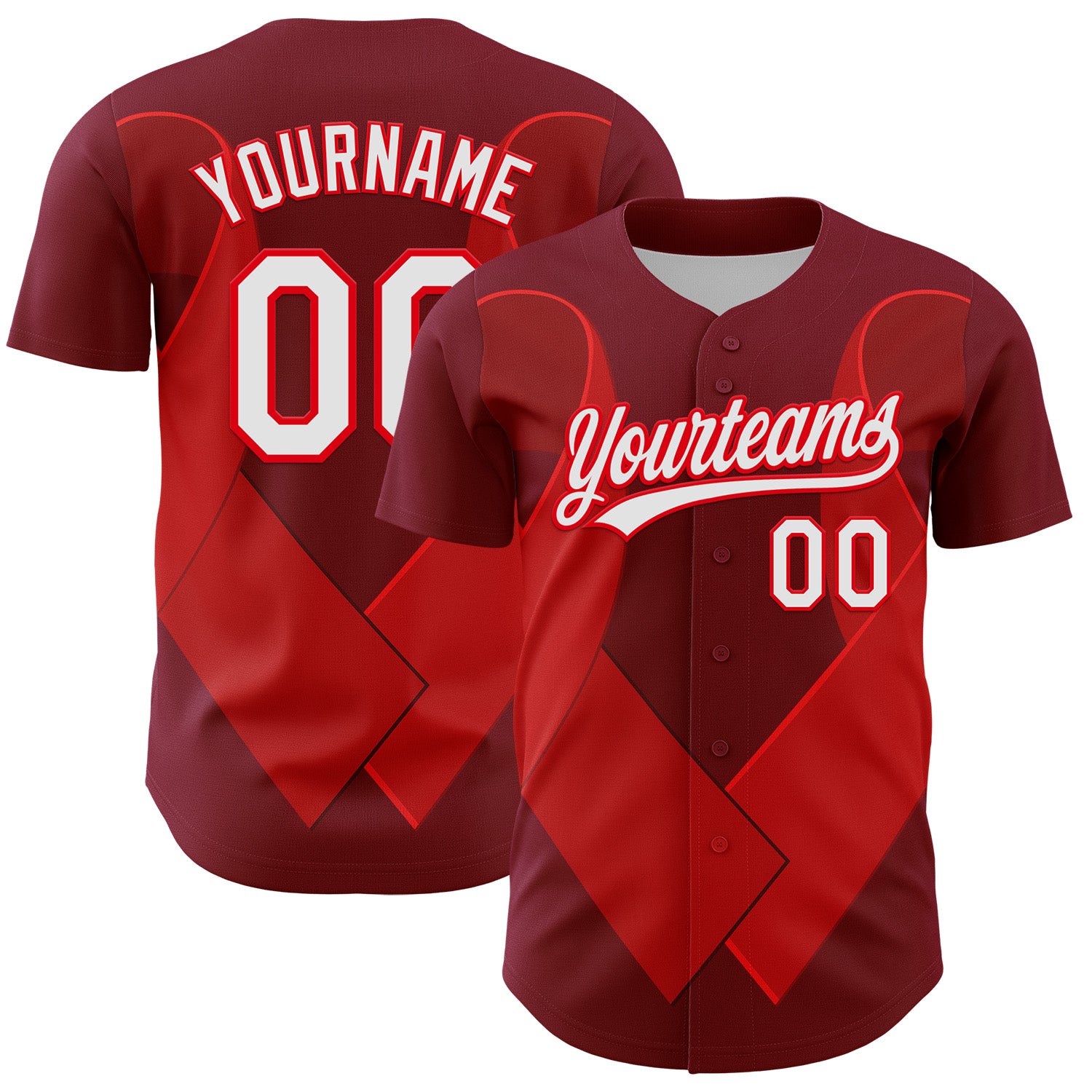 Mckenzieshoponline Maroon White Fire Red 3D Blood Cancer Ribbon Personalized Baseball Jersey For Fans
