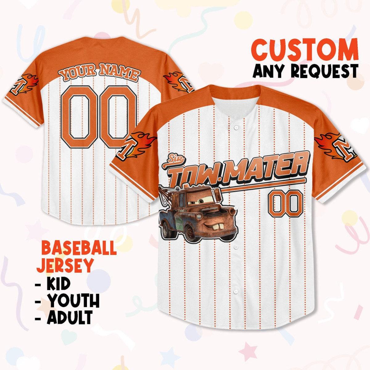 Mckenzieshoponline Mater Orange Cool Lightning Mcqueen Personalized Baseball Jersey For Fans