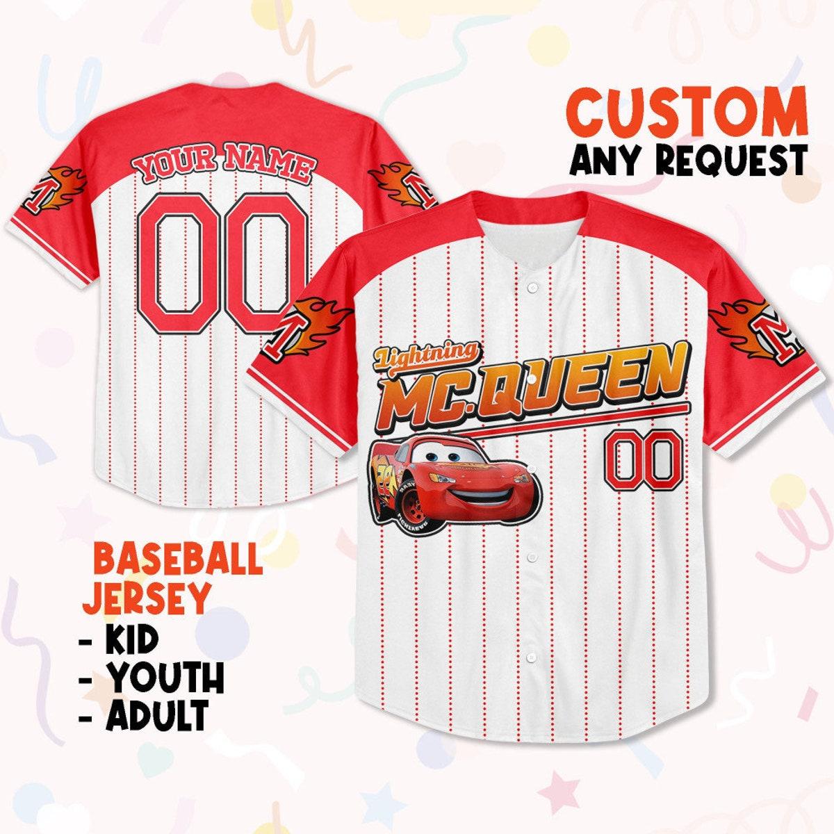 Mckenzieshoponline Mcqueen Red Smile Lightning Mcqueen Personalized Baseball Jersey For Fans
