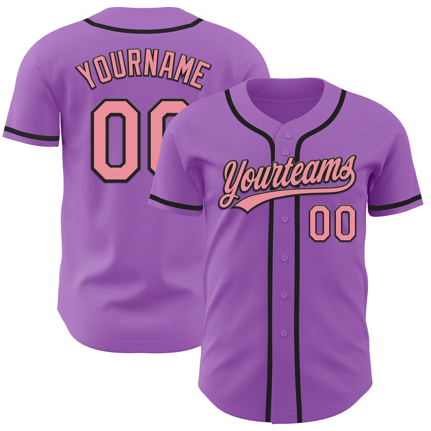 Jerseytrend Medium Purple Medium Pink Black Personalized Baseball Jersey For Fans