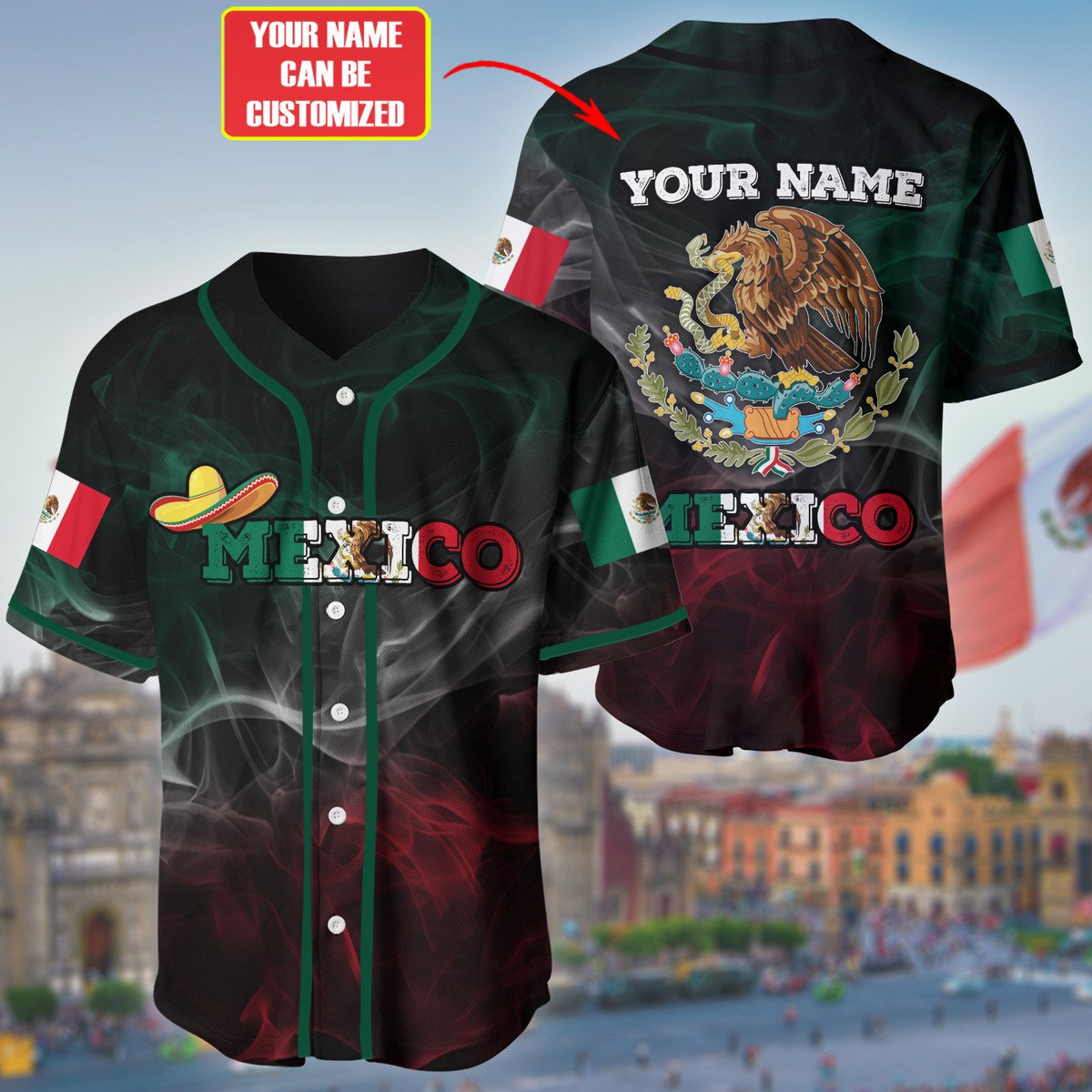 Jerseytrend Mexico Coat Of Arms Personalized Baseball Jersey For Fans