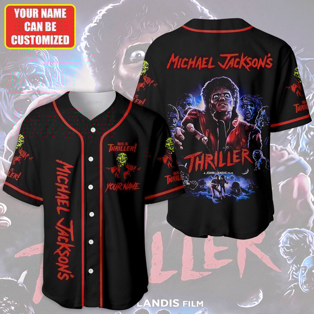 Jerseytrend Michael Jackson Thriller Personalized Baseball Jersey For Fans