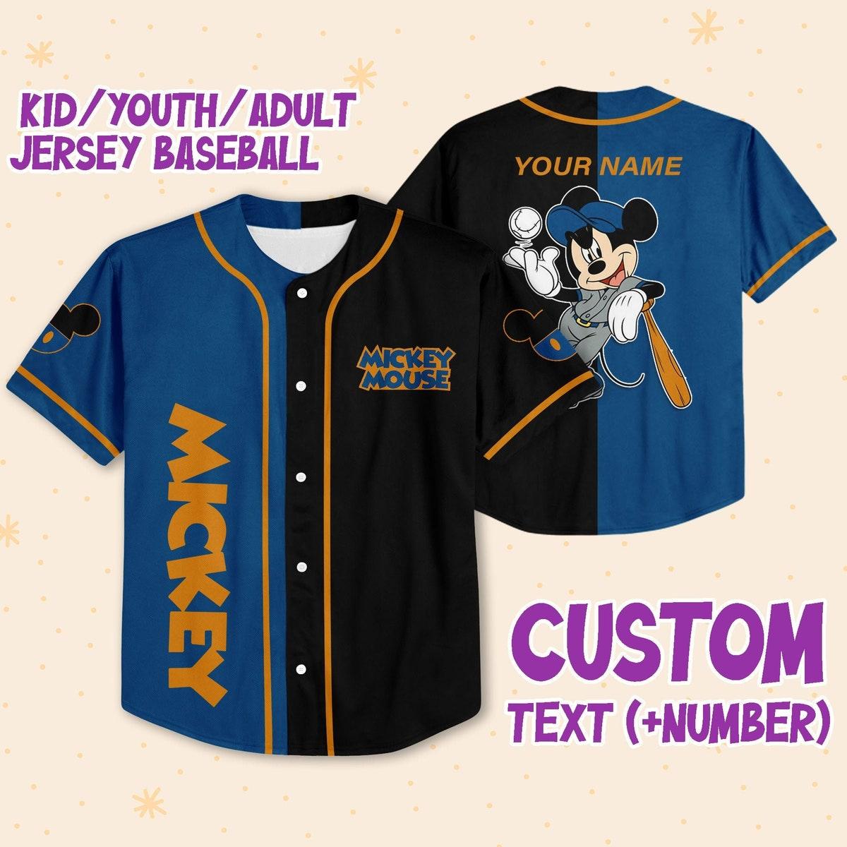 Mckenzieshoponline Mickey Blue Black Disney Personalized Baseball Jersey For Fans