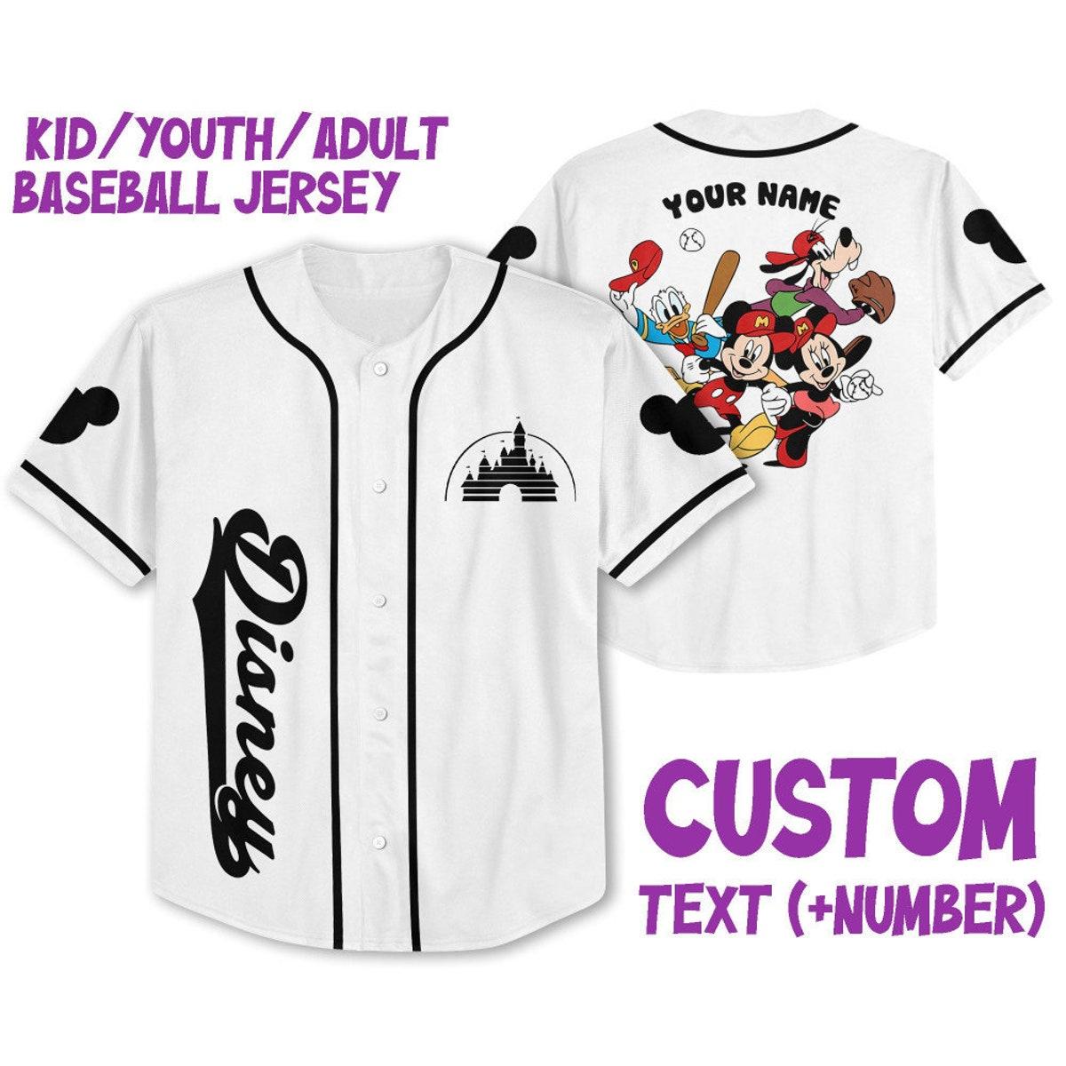 Mckenzieshoponline Mickey Castle Logo White Personalized Baseball Jersey For Fans - Image 2