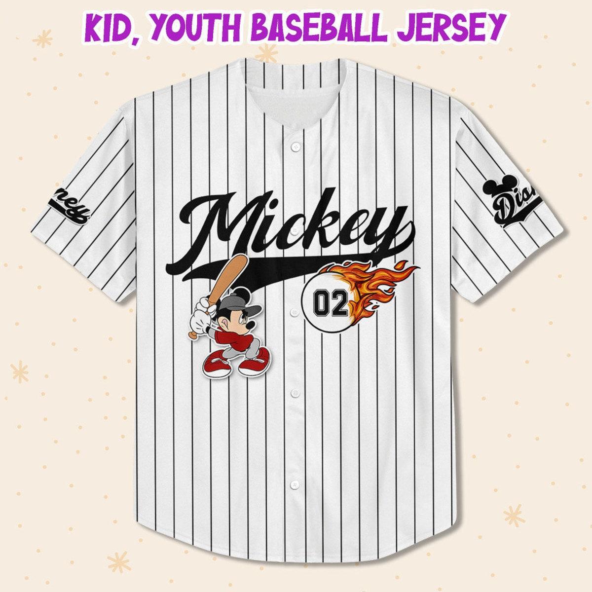 Mckenzieshoponline Mickey Fire Whie Black Disney Personalized Baseball Jersey For Fans - Image 3