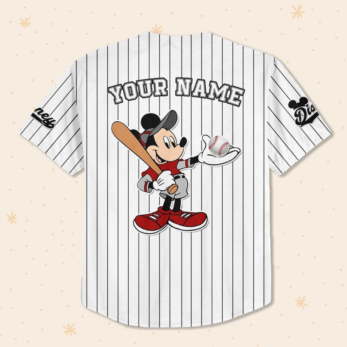 Mckenzieshoponline Mickey Fire Whie Black Disney Personalized Baseball Jersey For Fans - Image 4