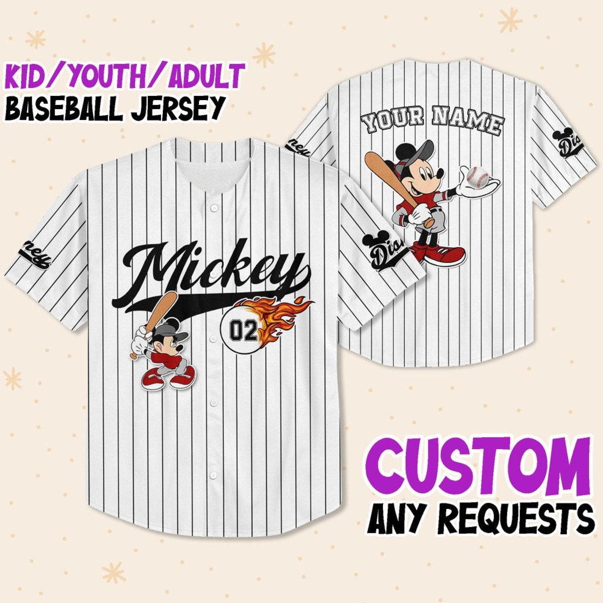 Mckenzieshoponline Mickey Fire Whie Black Disney Personalized Baseball Jersey For Fans - Image 2