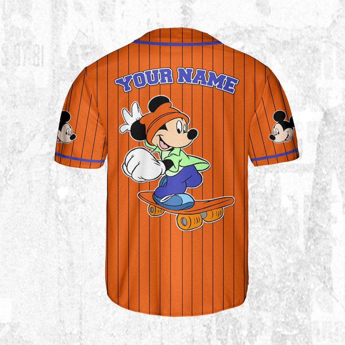 Mckenzieshoponline Mickey Mouse Happy Young Orange Blue Dark Personalized Baseball Jersey For Fans - Image 5