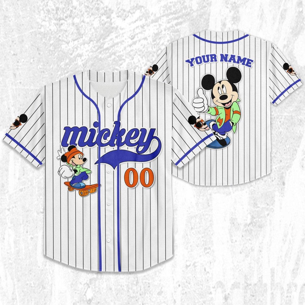 Mckenzieshoponline Mickey Mouse Happy Young White Blue Dark Personalized Baseball Jersey For Fans - Image 3