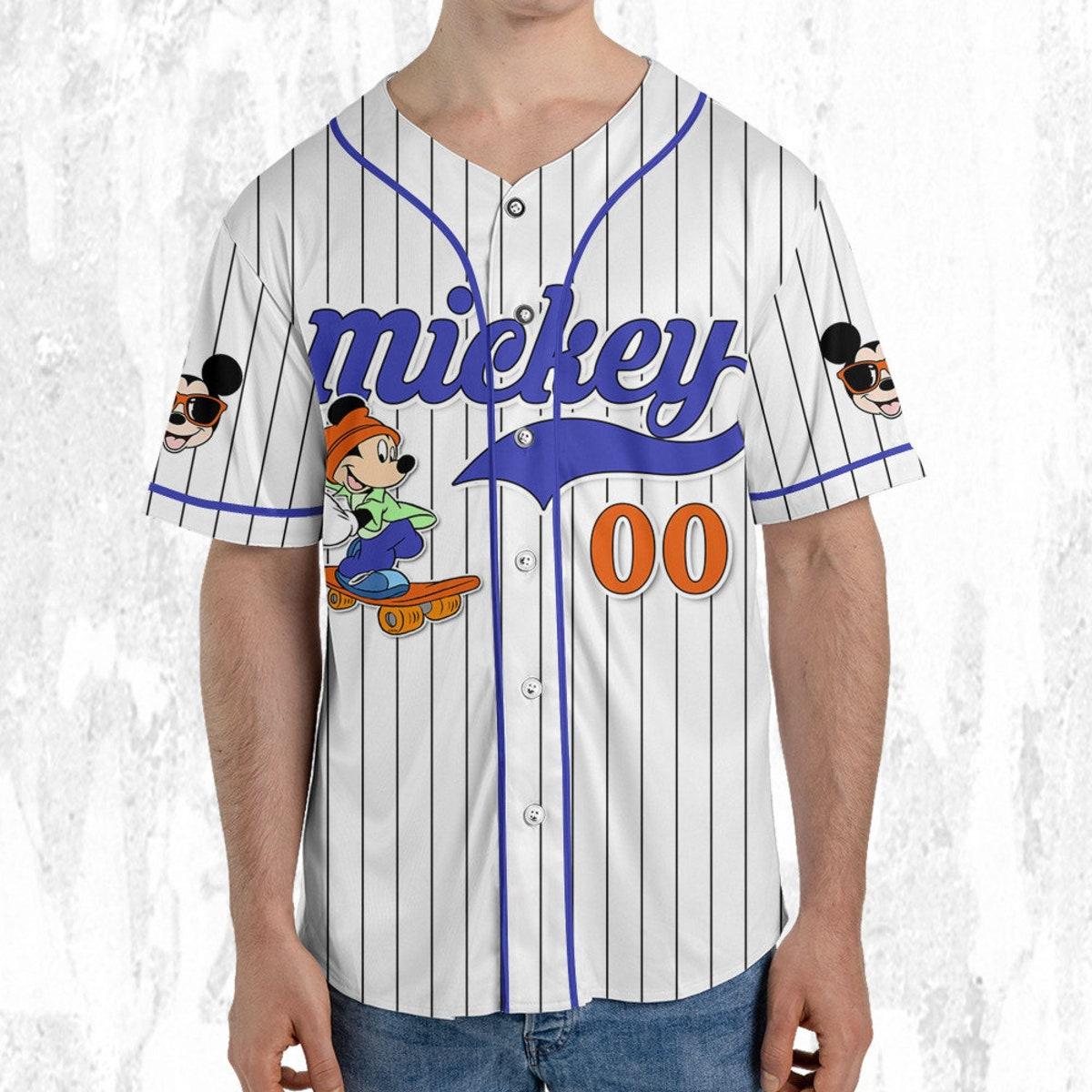 Mckenzieshoponline Mickey Mouse Happy Young White Blue Dark Personalized Baseball Jersey For Fans - Image 6