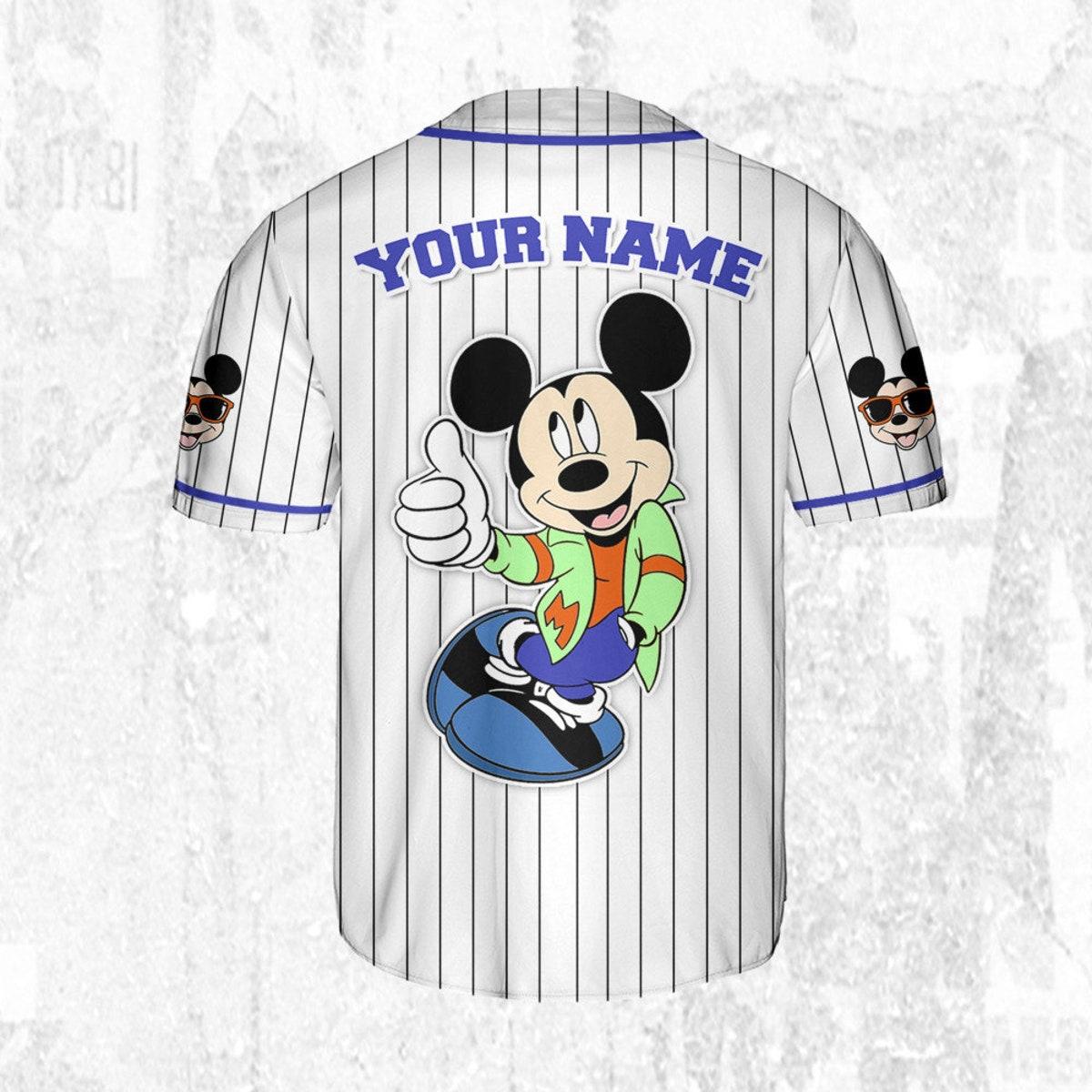 Mckenzieshoponline Mickey Mouse Happy Young White Blue Dark Personalized Baseball Jersey For Fans - Image 5