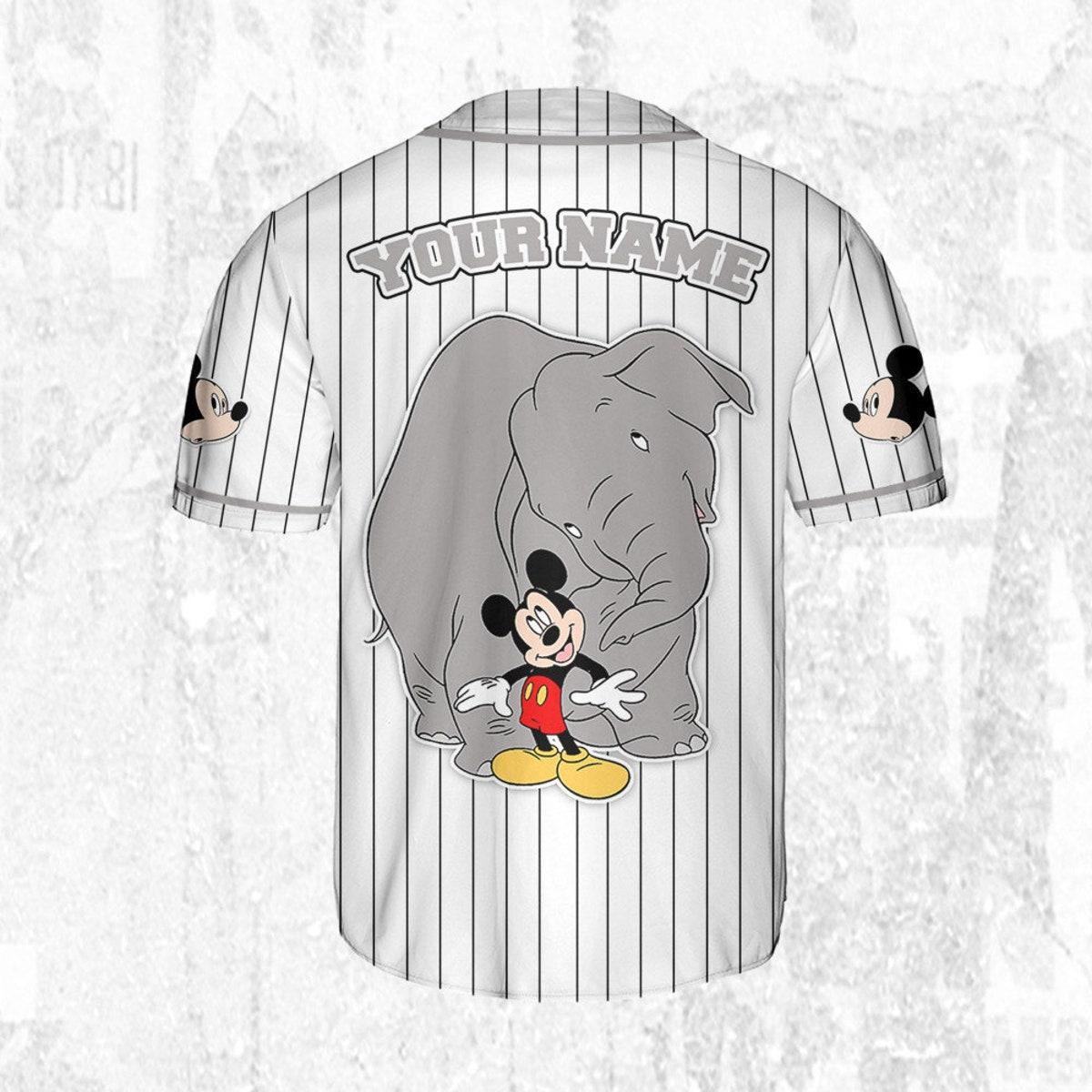 Mckenzieshoponline Mickey Mouse Play With Elephant White Gray Personalized Baseball Jersey For Fans - Image 5