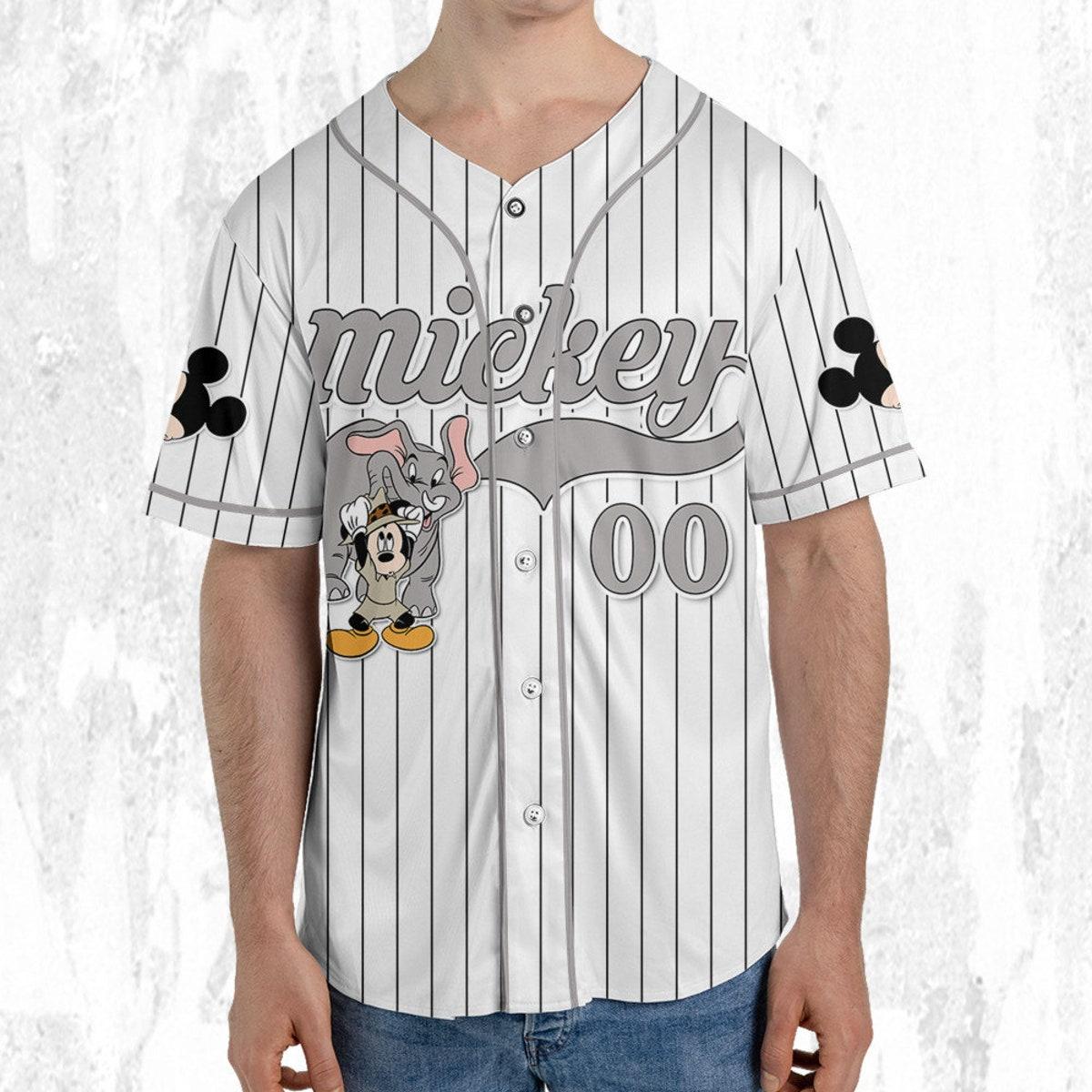 Mckenzieshoponline Mickey Mouse Play With Elephant White Gray Personalized Baseball Jersey For Fans - Image 6