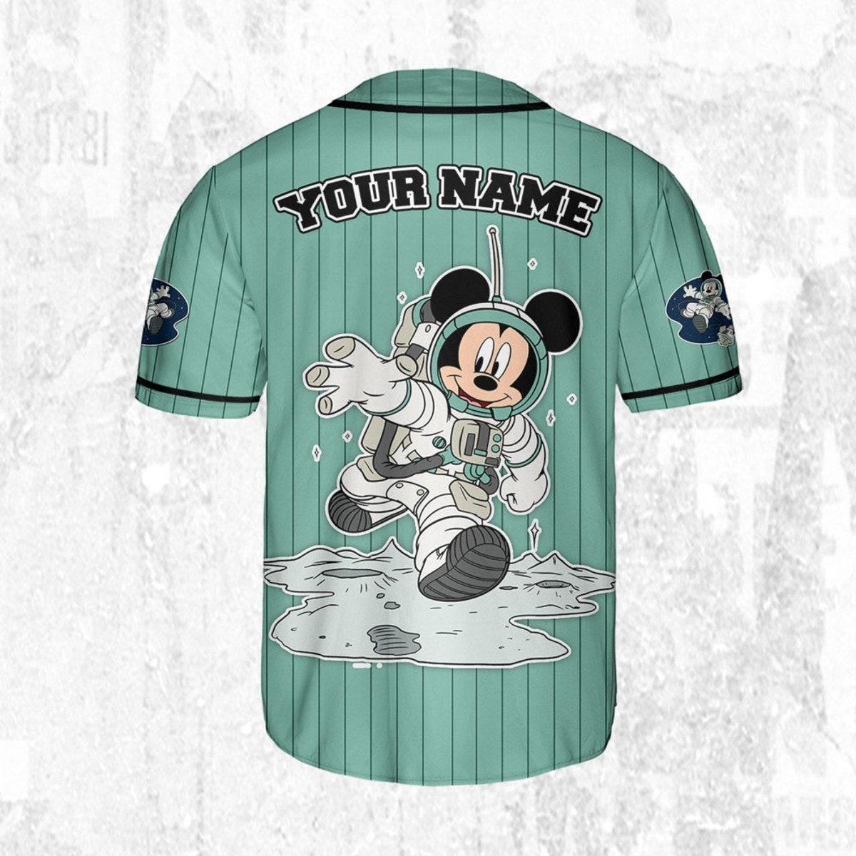 Mckenzieshoponline Mickey Mouse Space Flag Blue Green Black Personalized Baseball Jersey For Fans - Image 5