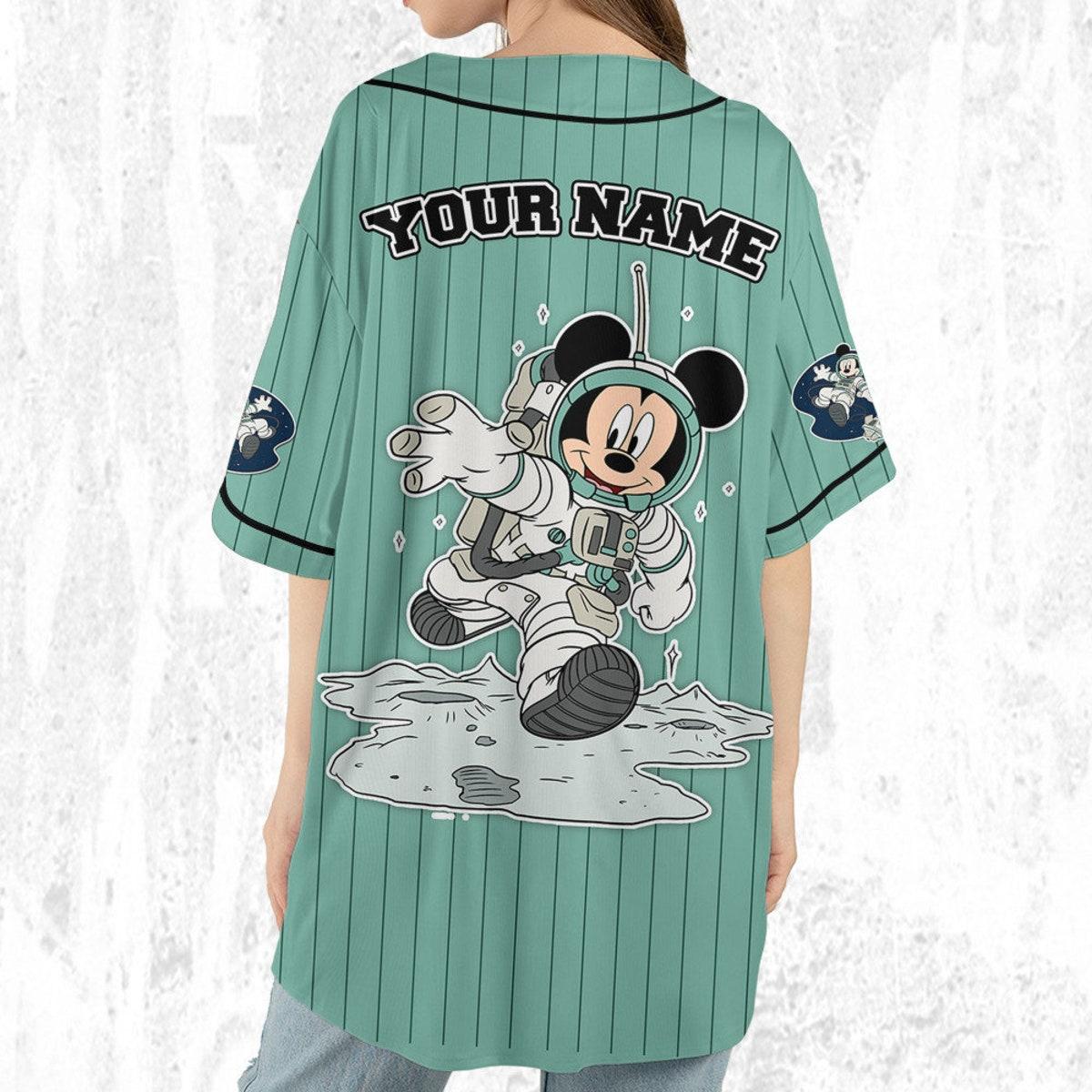 Mckenzieshoponline Mickey Mouse Space Flag Blue Green Black Personalized Baseball Jersey For Fans - Image 7