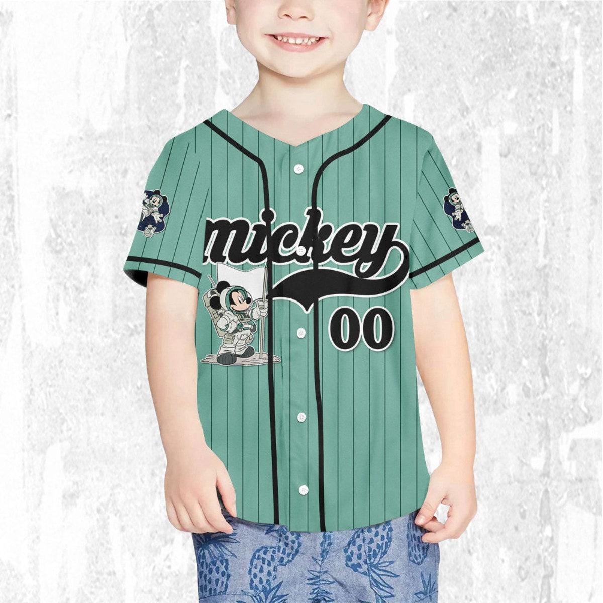 Mckenzieshoponline Mickey Mouse Space Flag Blue Green Black Personalized Baseball Jersey For Fans - Image 8
