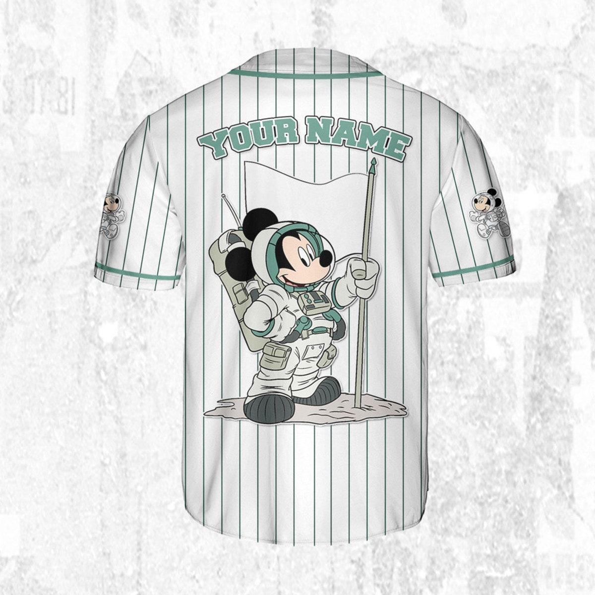 Mckenzieshoponline Mickey Mouse Space Space Travel White Blue Personalized Baseball Jersey For Fans - Image 5