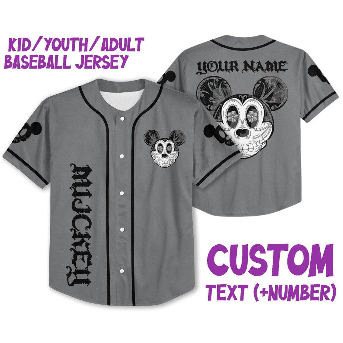 Mckenzieshoponline Mickey Mouse Sugar Skull Disney Personalized Baseball Jersey For Fans