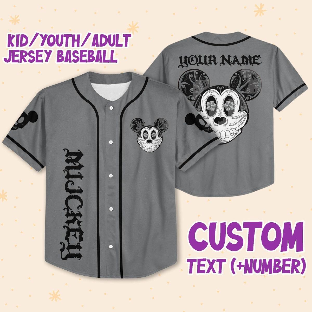 Mckenzieshoponline Mickey Mouse Sugar Skull Personalized Baseball Jersey For Fans