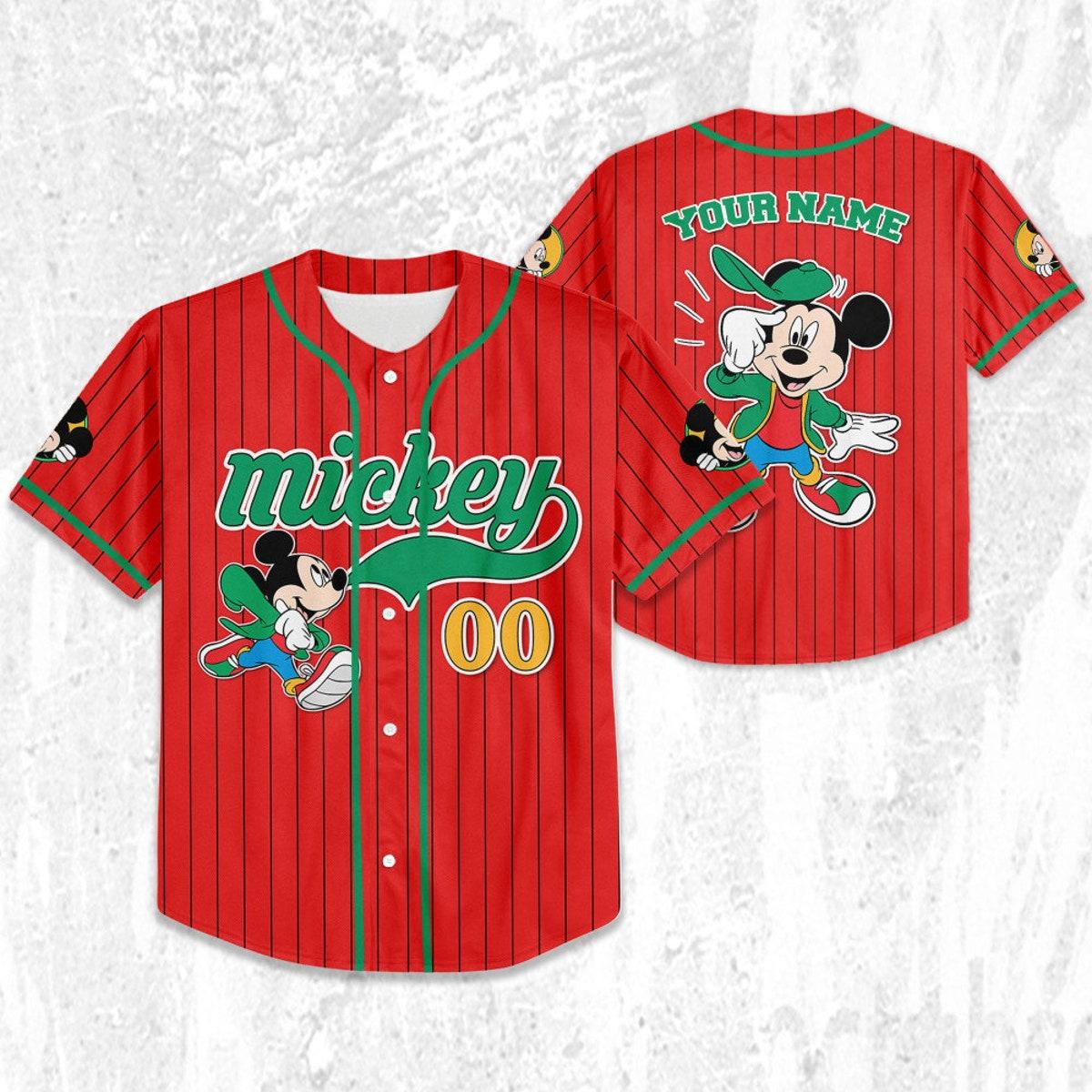 Mckenzieshoponline Mickey Mouse Young White Red Dark Green Personalized Baseball Jersey For Fans - Image 3