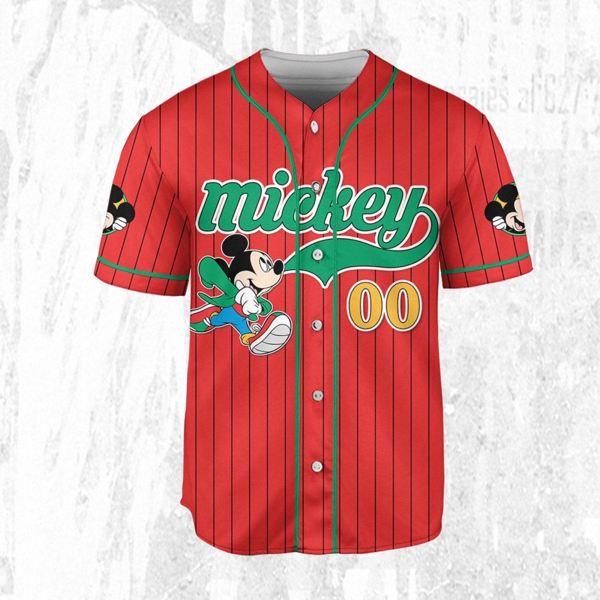 Mckenzieshoponline Mickey Mouse Young White Red Dark Green Personalized Baseball Jersey For Fans - Image 4