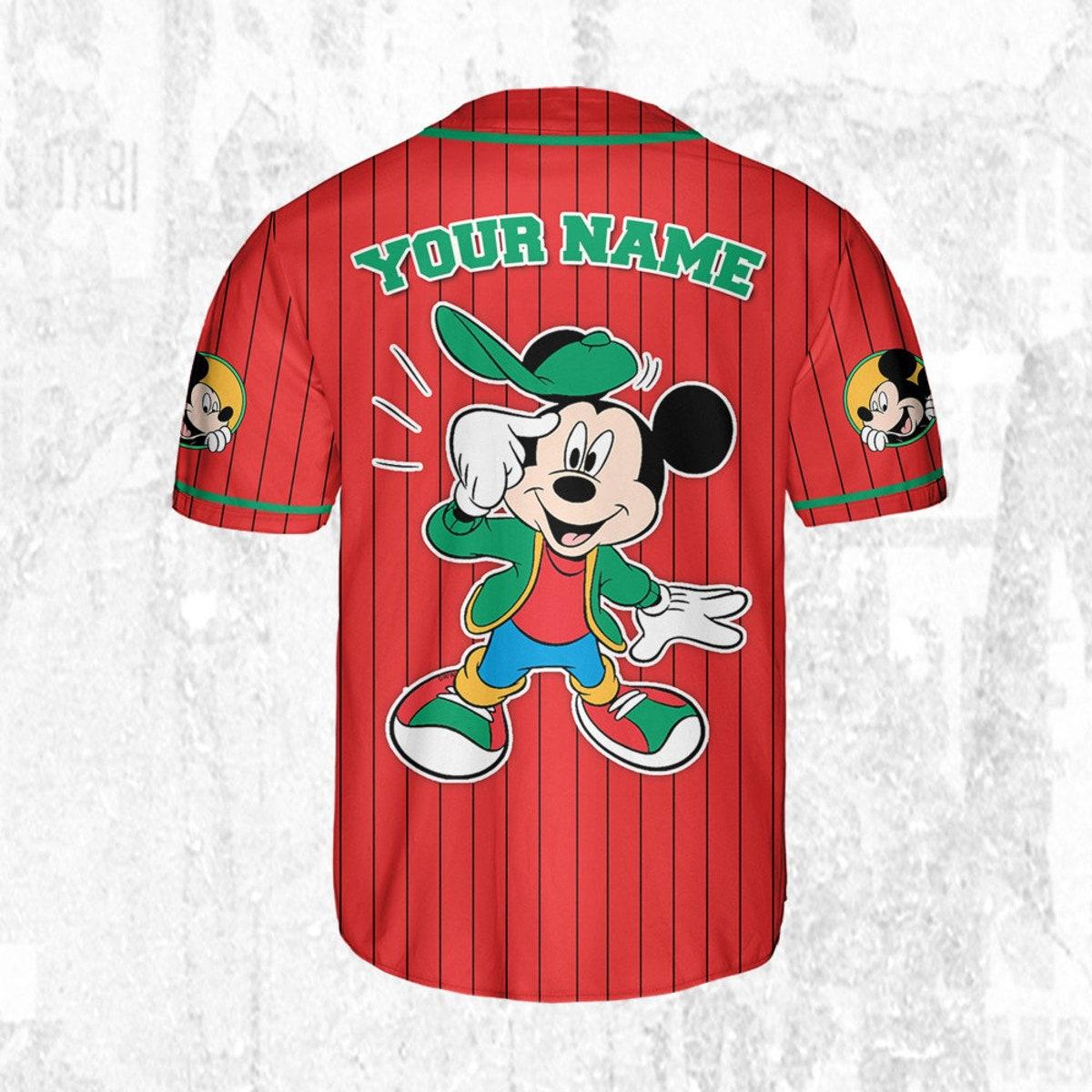 Mckenzieshoponline Mickey Mouse Young White Red Dark Green Personalized Baseball Jersey For Fans - Image 5