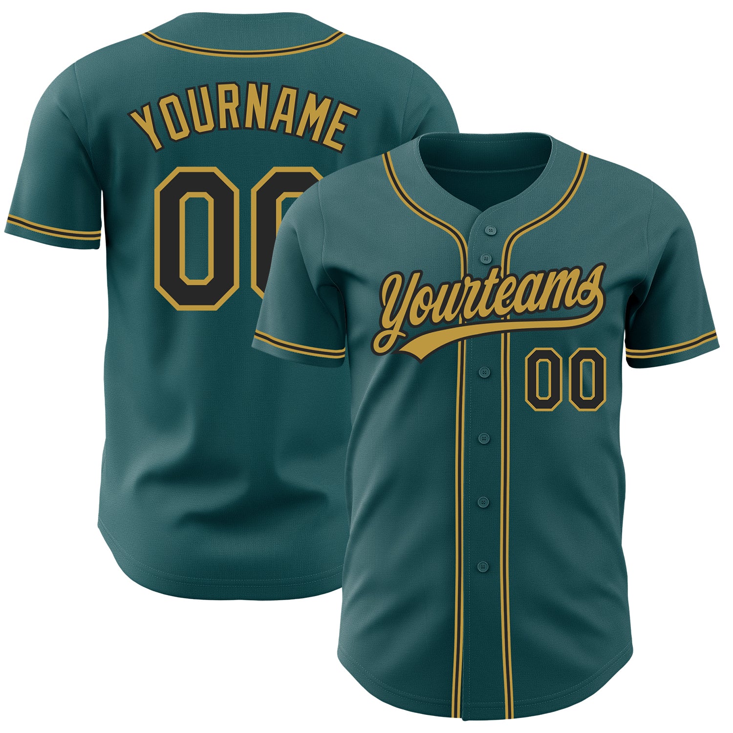 Jerseytrend Midnight Green Black Old Gold Personalized Baseball Jersey For Fans