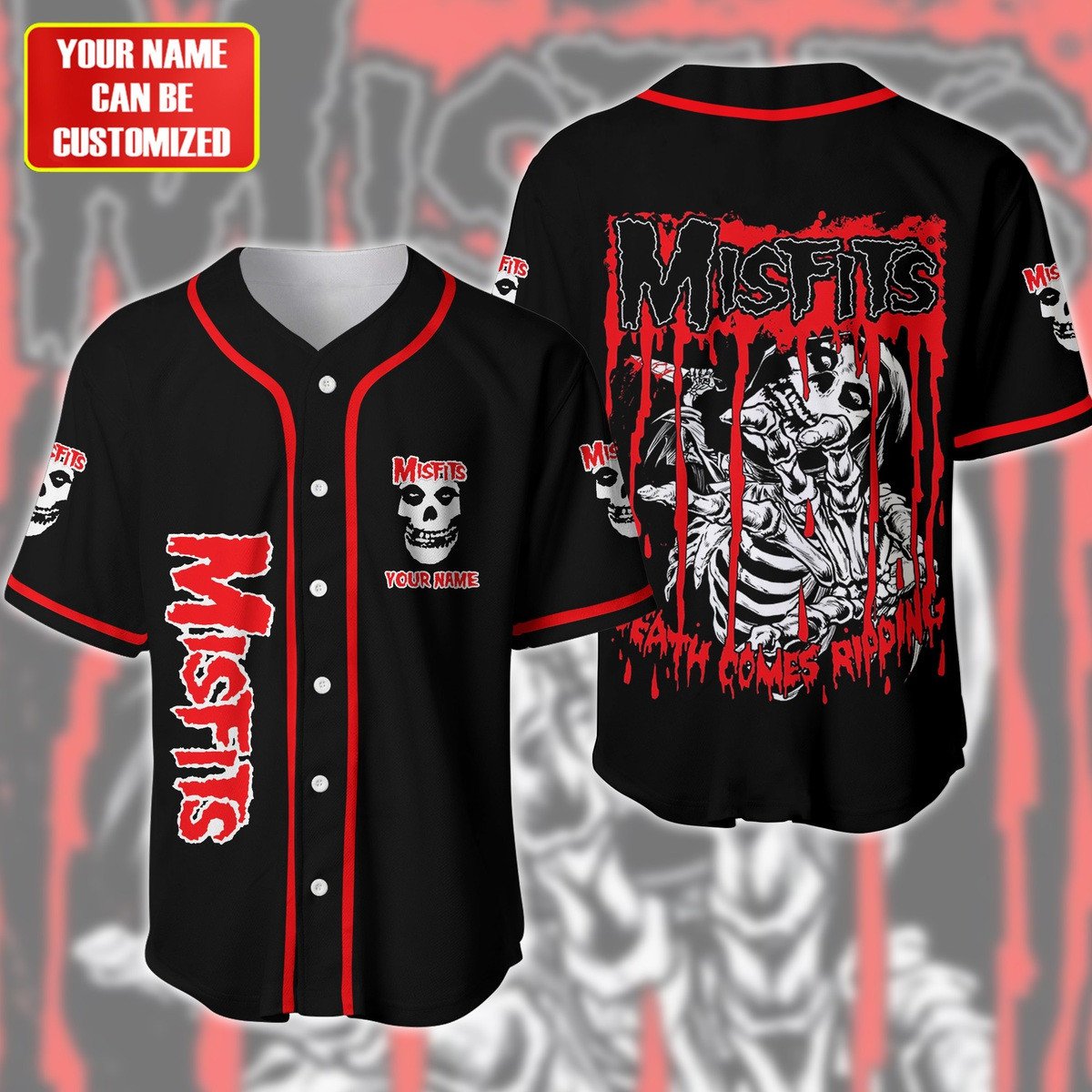 Jerseytrend Misfits Death Comes Ripping Personalized Baseball Jersey For Fans