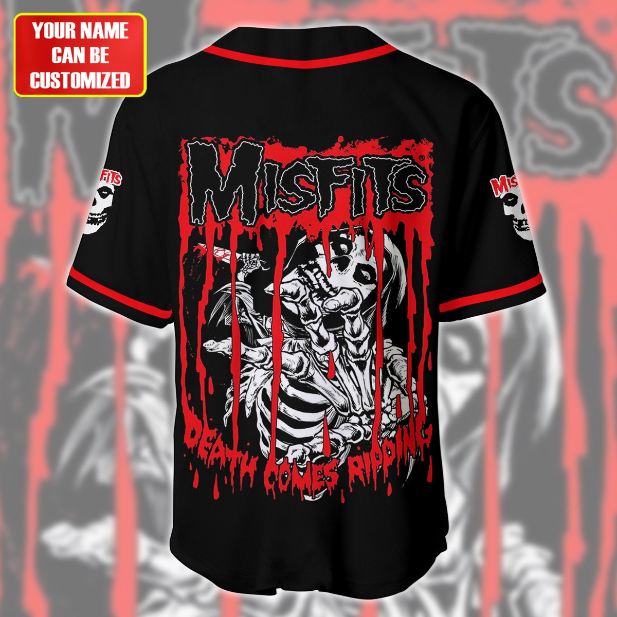 Jerseytrend Misfits Death Comes Ripping Personalized Baseball Jersey For Fans - Image 4