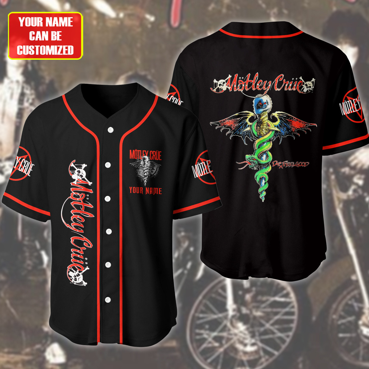 Jerseytrend Mötley Crü Band Dr Feel Good Personalized Baseball Jersey For Fans - Image 2